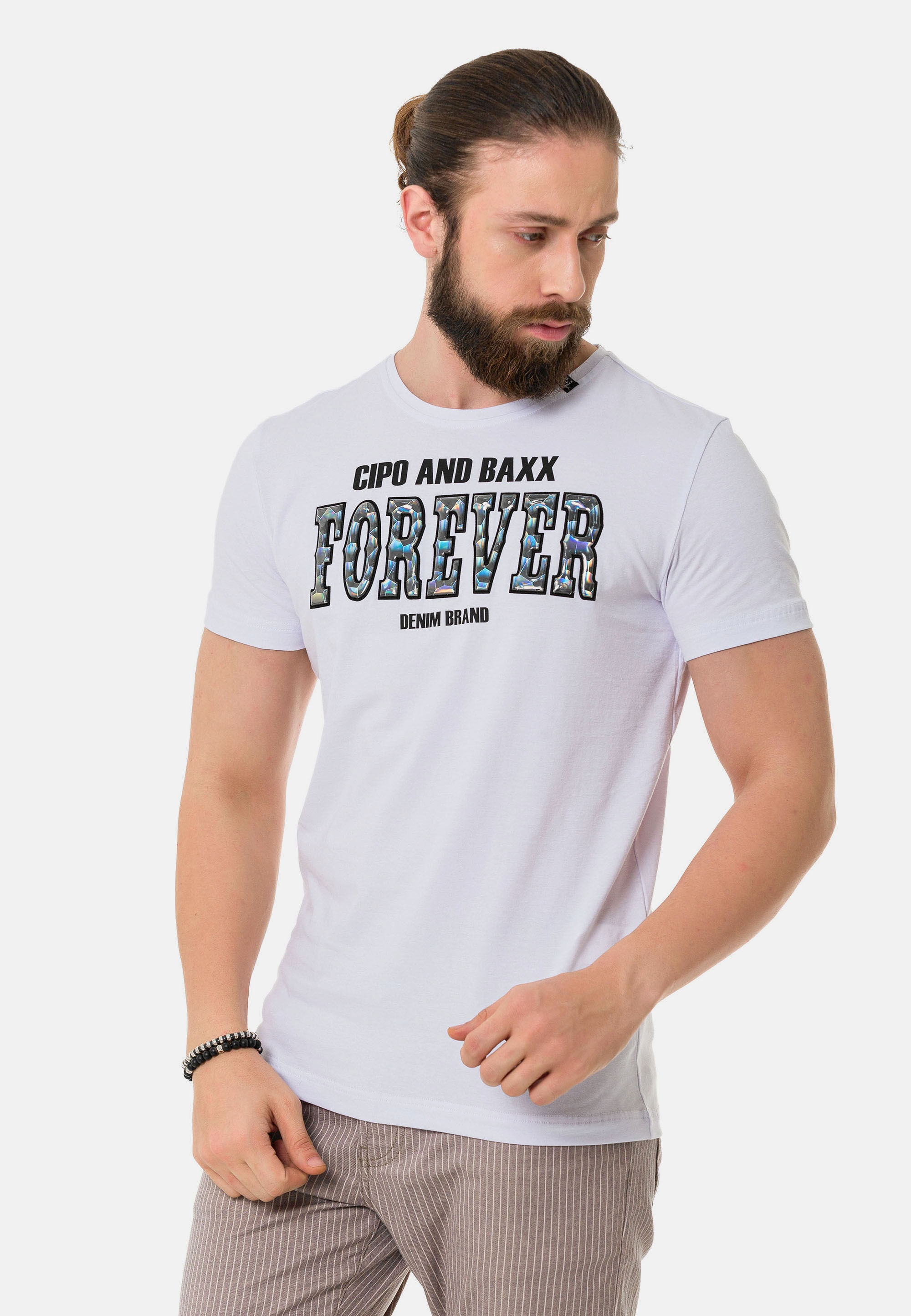 Cipo & Baxx T-Shirt »T-Shirt«, mit Rundhals-Ausschnitt
