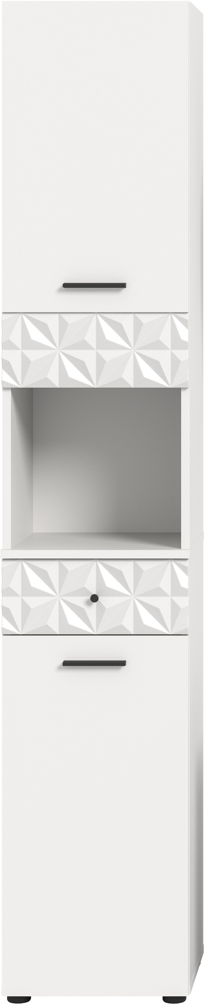 INOSIGN Hochschrank »VICENZA, TOPSELLER!, Höhe 187cm, mit Schubkasten & Ornamentabsetzung«, Mehrzweckschrank, Universalschrank, Badschrank, Badhochschrank