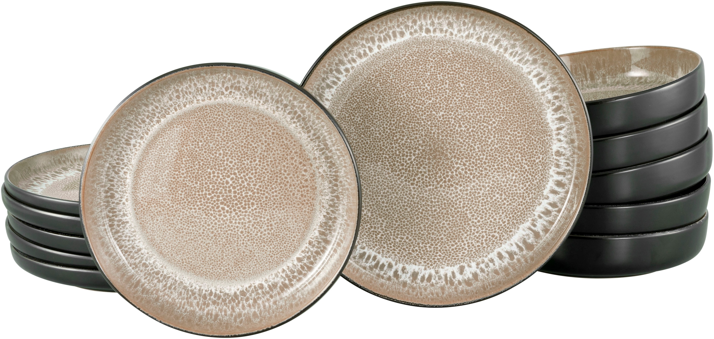 OTTO home "Teller Set, modernes Geschirr-Set, Service Novalee" hohe Haltbarkeit, spülmaschinen- & mikrowellengeeignet, Reaktivglasur