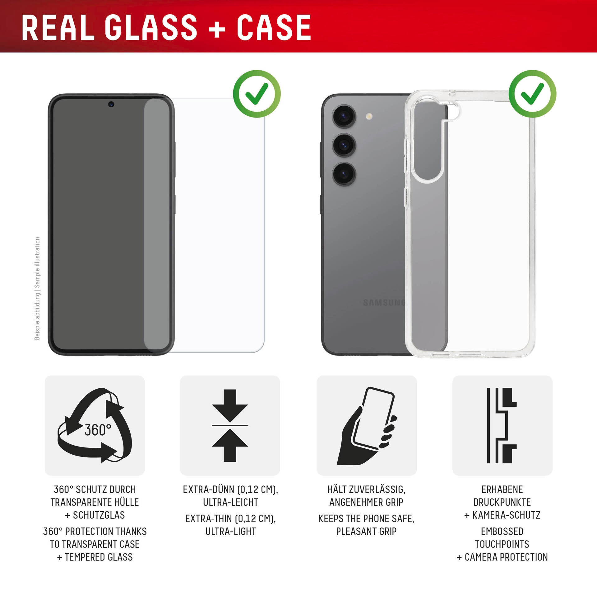 Displex Displayschutzglas »Real Glass Screen Protector inklusive Case« für Google Pixel 9