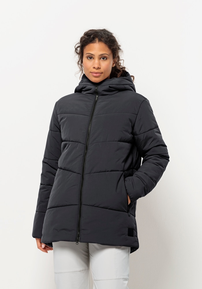 Jack Wolfskin Funktionsjacke »KAROLINGER LONG JKT W«, mit Kapuze