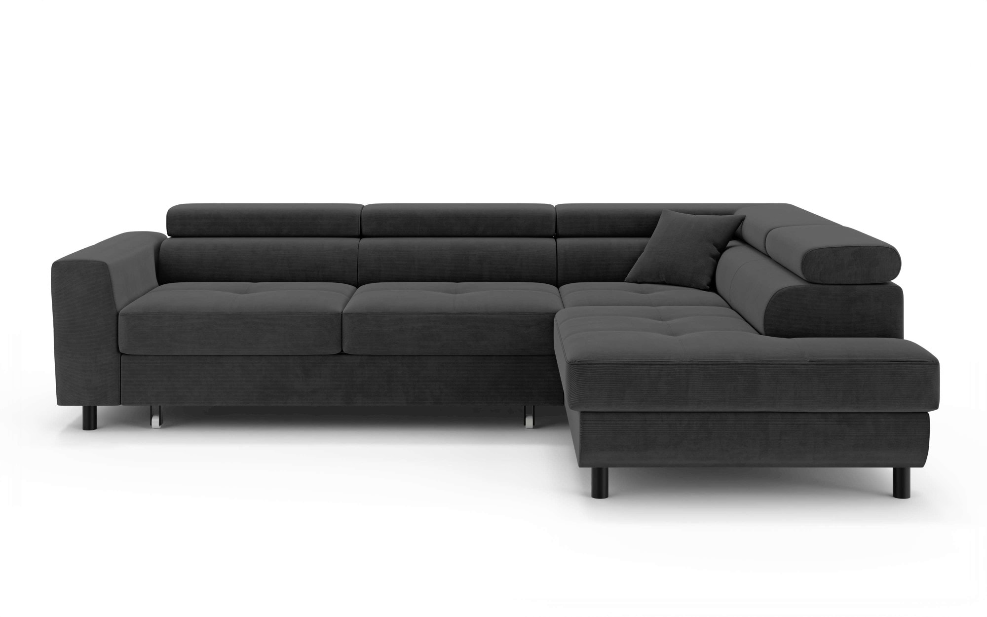 OTTO home Ecksofa »AADEN Schlafsofa mit verstellbaren Kopfstützen, B/T/H: 254/199/90 cm«, mit Bettfunktion und Bettkasten, Ottomane rechts/links bestellbar