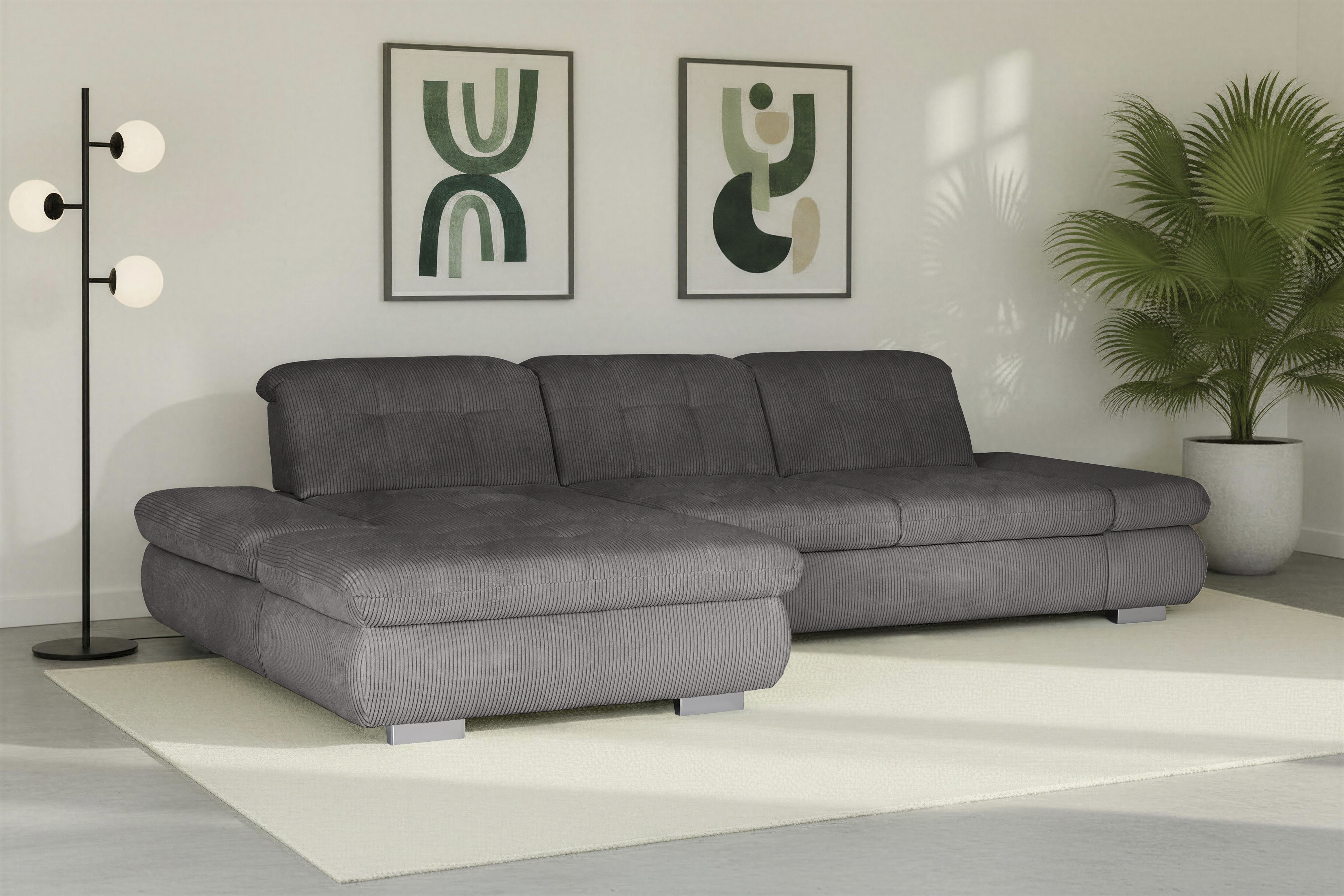 Die PlanBar Ecksofa "MP-IN17004 L-Form, Breite 331 cm, Kaltschaum-Polsterung" inkl. Sitztiefenverstellung, wahlweise weitere Funktionen