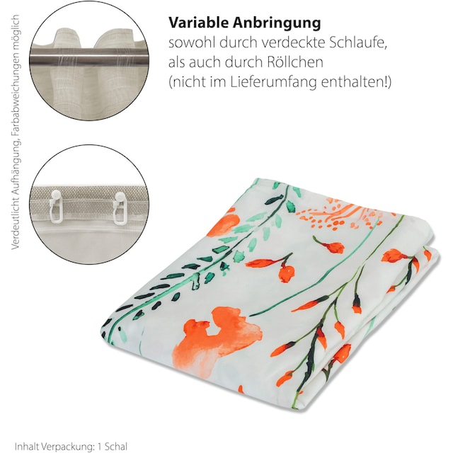 HOMING Vorhang »Liddy«, (1 St.), blickdicht,floral,blumen,natur,Wohnzimmer,  Schlafzimmer,Küche | BAUR