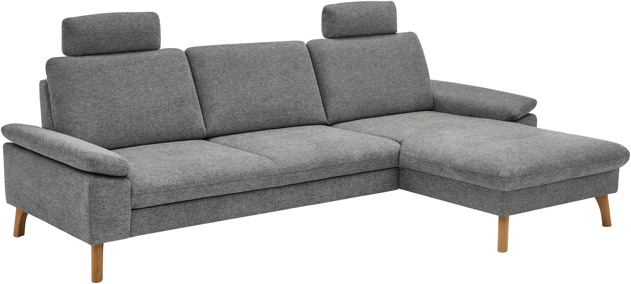 Die PlanBar Ecksofa "PP-LA24075 L-Form, Breite 286 cm" opt. mit Kopfstützen, Schlaffunktion, mot. Ottomane, Sitztiefenverst.