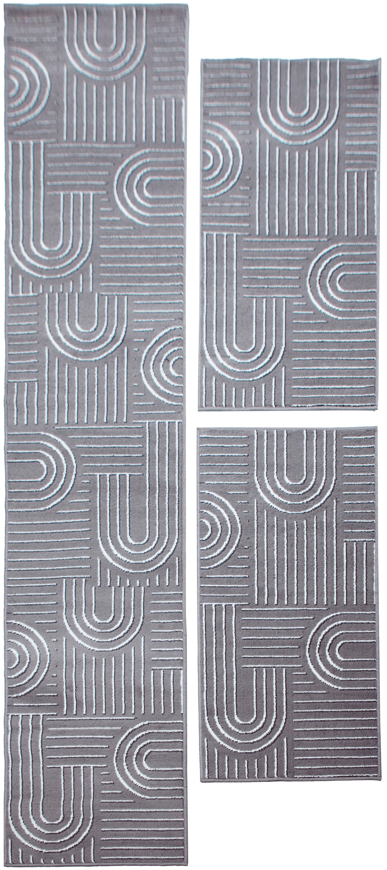 my home Bettumrandung »Lyssandra« Höhe 8 mm 3 tlg. tlg. 3D-Effekt, softer Kurzflor, pflegeleicht, leichter Glanz, Scandi-Look