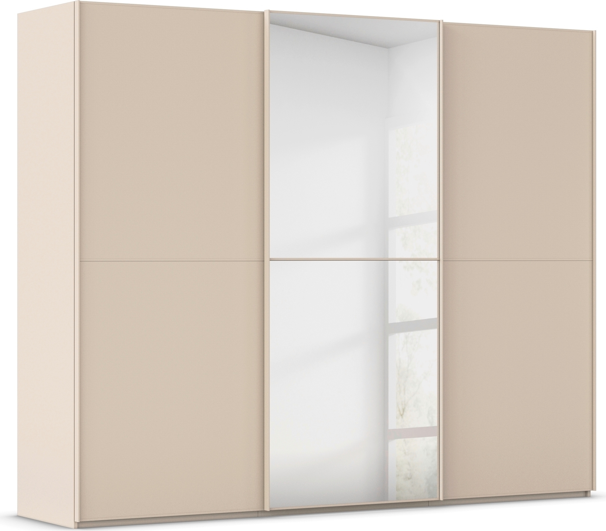 rauch Schwebetürenschrank "Kleiderschrank Schrank Garderobe Schlafzimmerschrank SCALE-DUO" edle zweigeteilte Türen, Spiegel und 3 Zierleisten MADE IN GERMANY