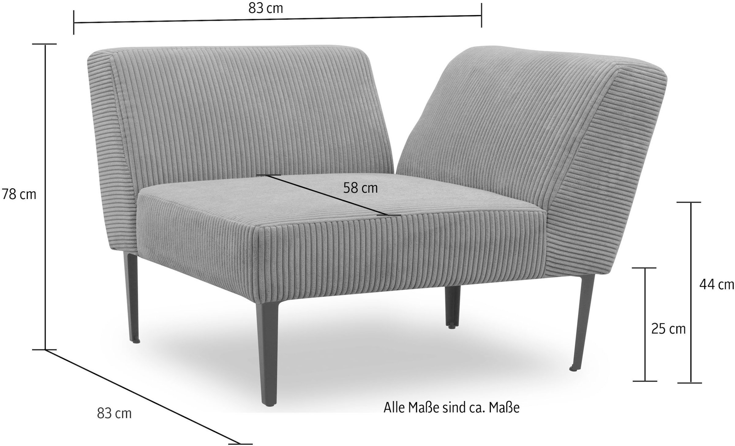 DOMO collection Sofa-Eckelement »700010 Lieferzeit nur 2 Wochen, auch einzeln stellbar«, Modul - als Ecke oder Abschluss einsetzbar, Cord-Bezug