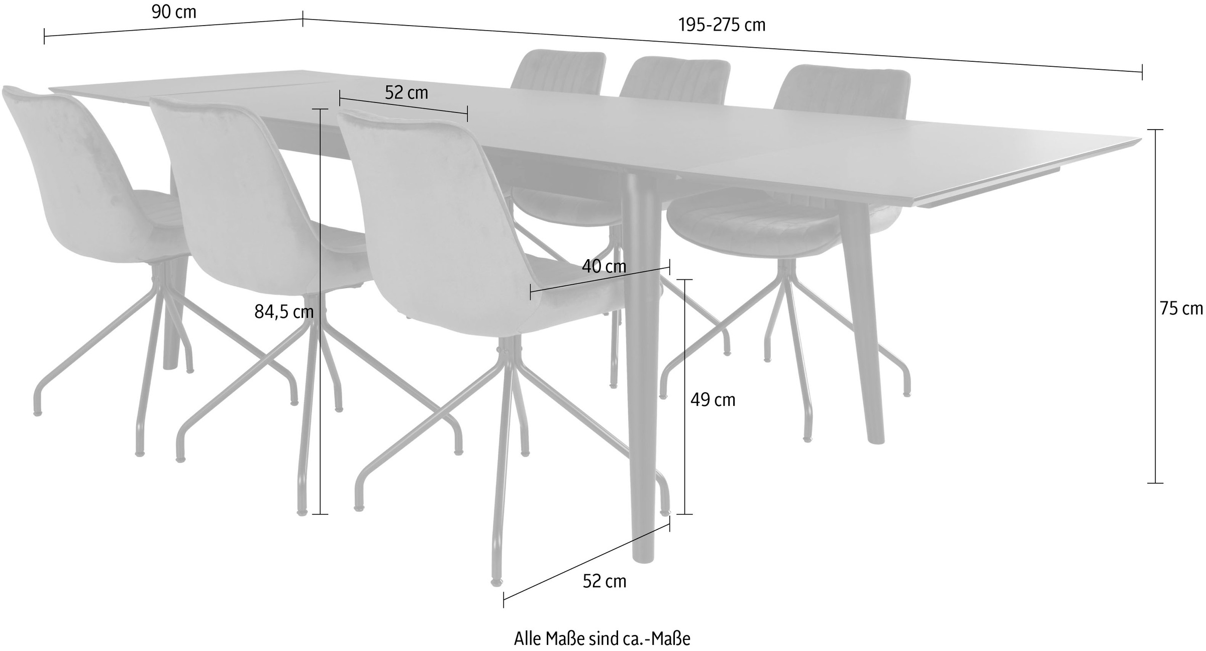Homexperts Essgruppe »Odense«, (Set, 5 tlg.), mit ausziehbarem Tisch