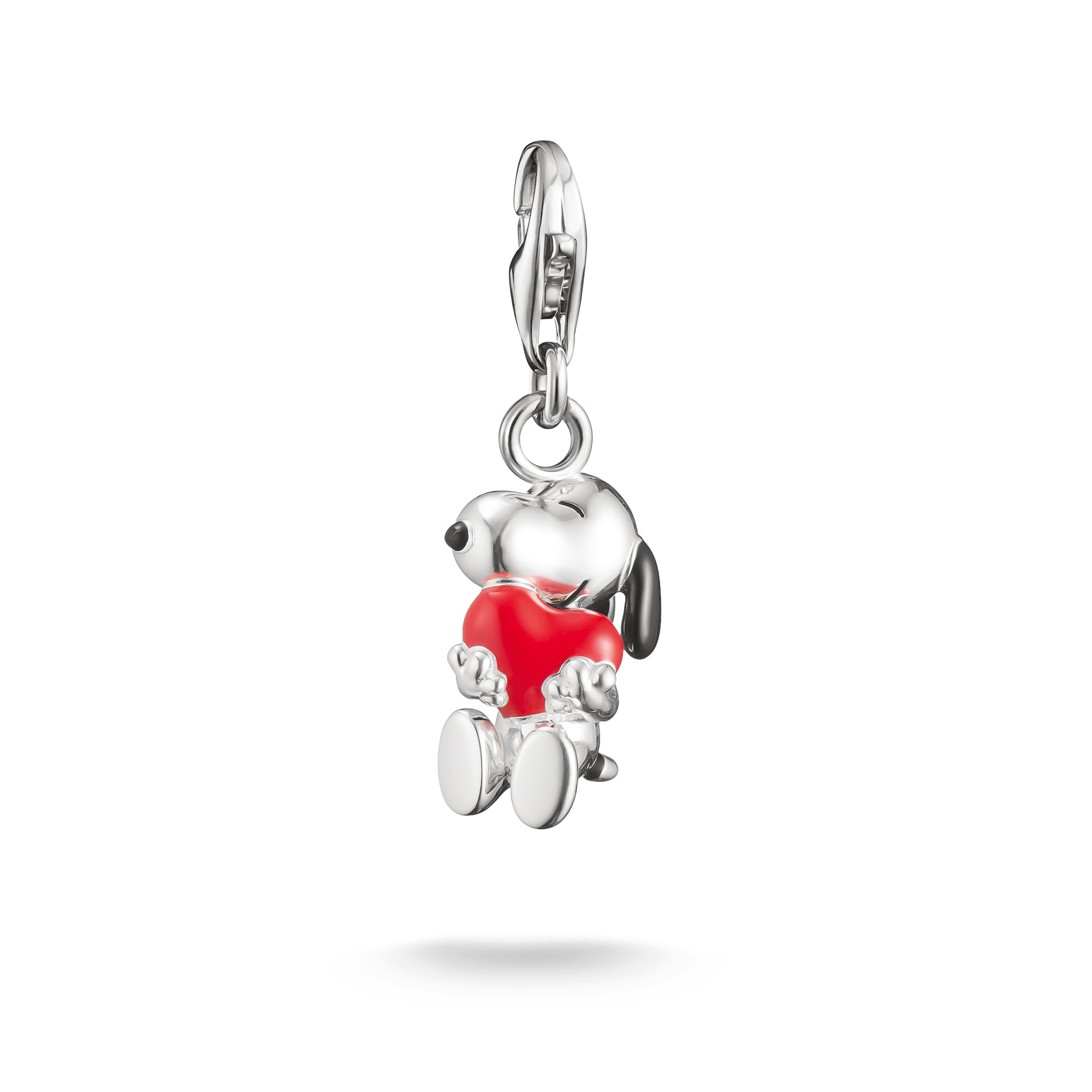 THOMAS SABO Damen Charm-Einhänger "THOMAS SABO x Peanuts Snoopy & Herz Charm - Original"silberfarben, schwarz, rot, Silber 925 (recycelt), Charms