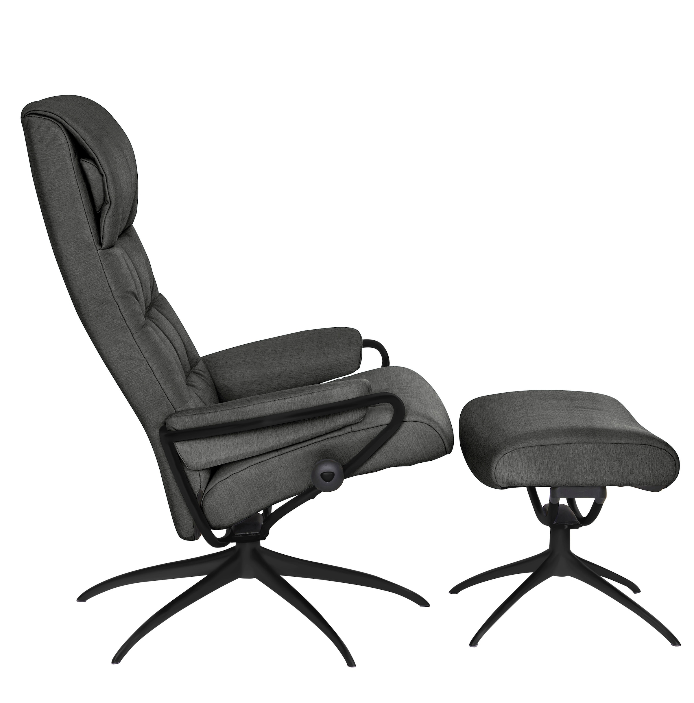 Stressless® Relaxsessel »London«, (Set, Relaxsessel mit Hocker), mit Hocker, High Back, mit Star Base, Gestell Schwarz