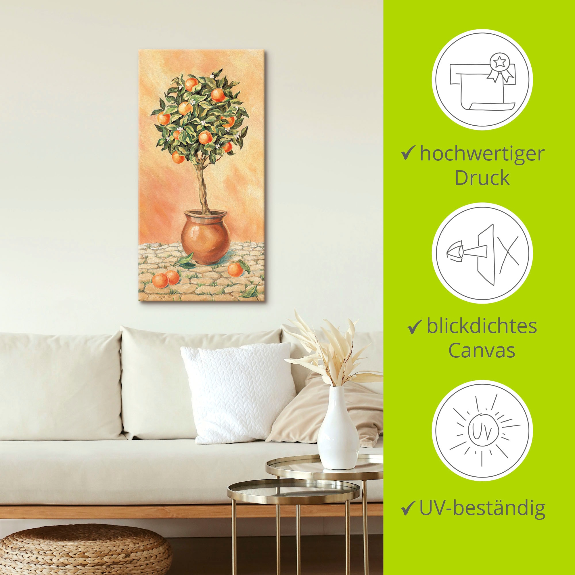 Artland Wandbild »Orangenbaum I«, Pflanzen, (1 St.), als Alubild, Outdoorbild, Leinwandbild, Wandaufkleber, versch. Größen