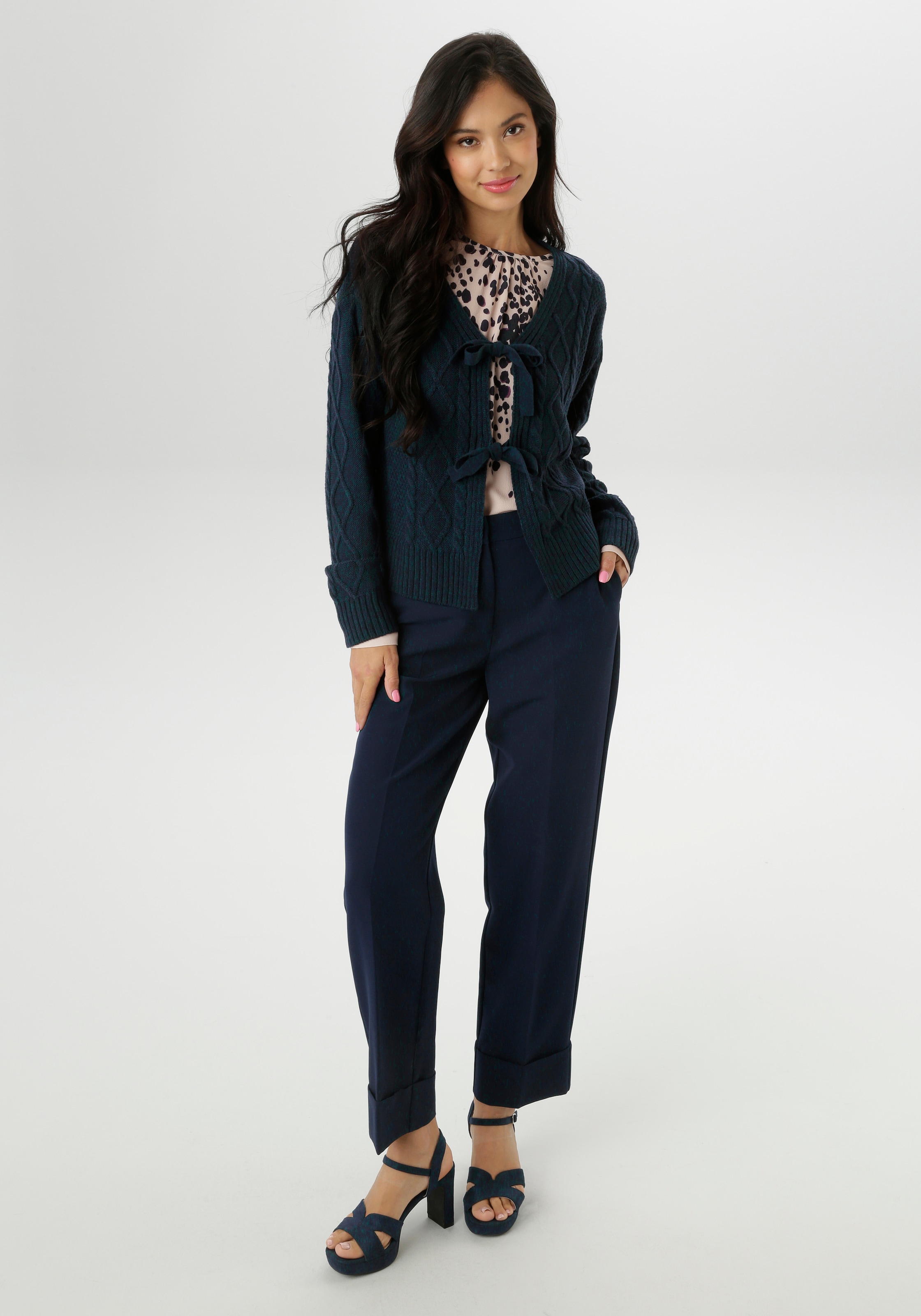 Aniston SELECTED Strickjacke, mit Zopf- und Rautenmuster - NEUE KOLLEKTION