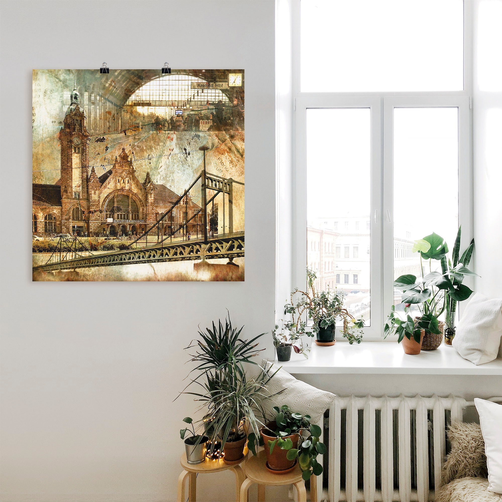 Artland Wandbild »Krefeld Skyline Abstrakte Collage«, Gebäude, (1 St.), als Leinwandbild, Poster in verschied. Größen