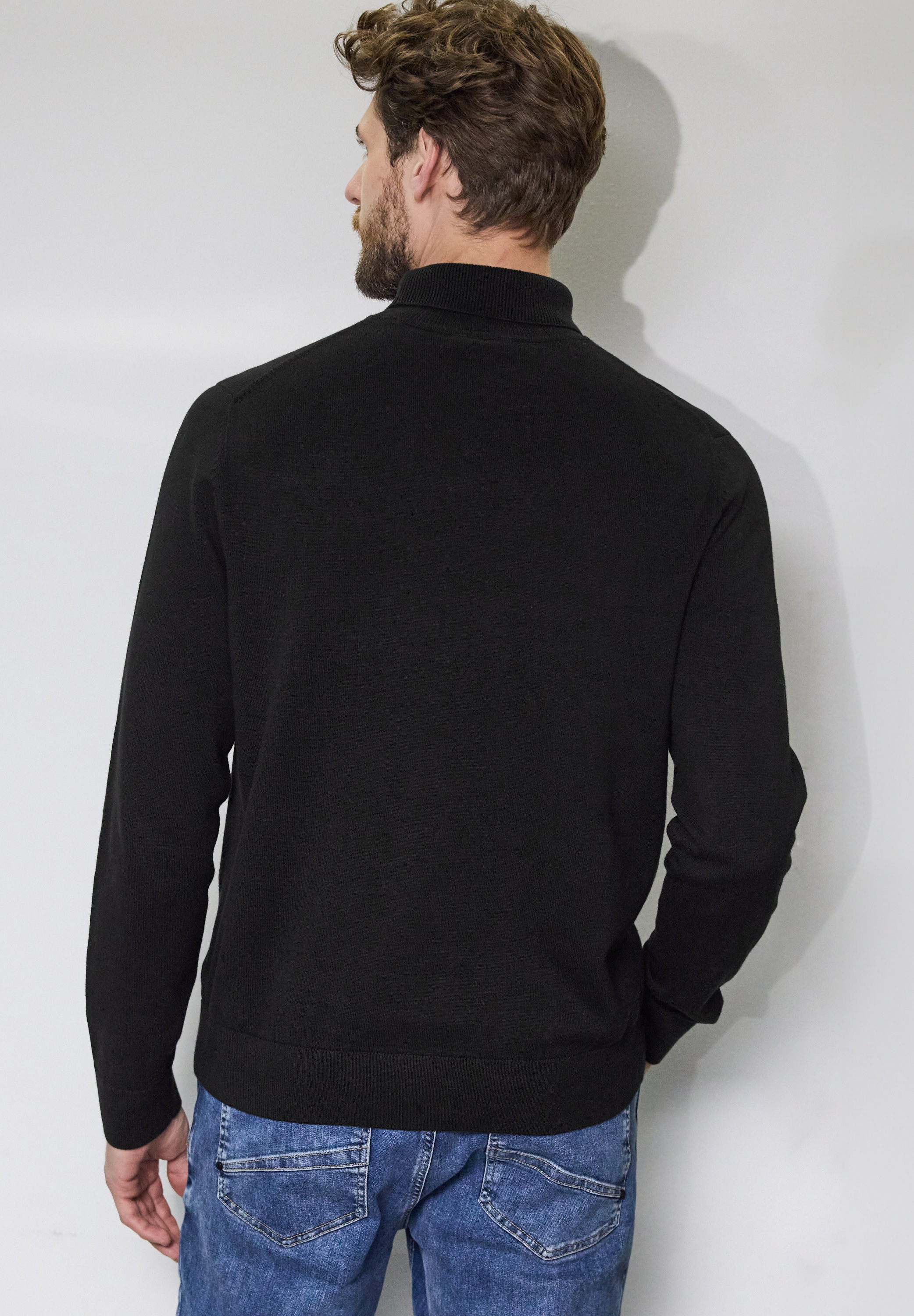 STREET ONE MEN Rollkragenpullover, aus reiner Baumwolle