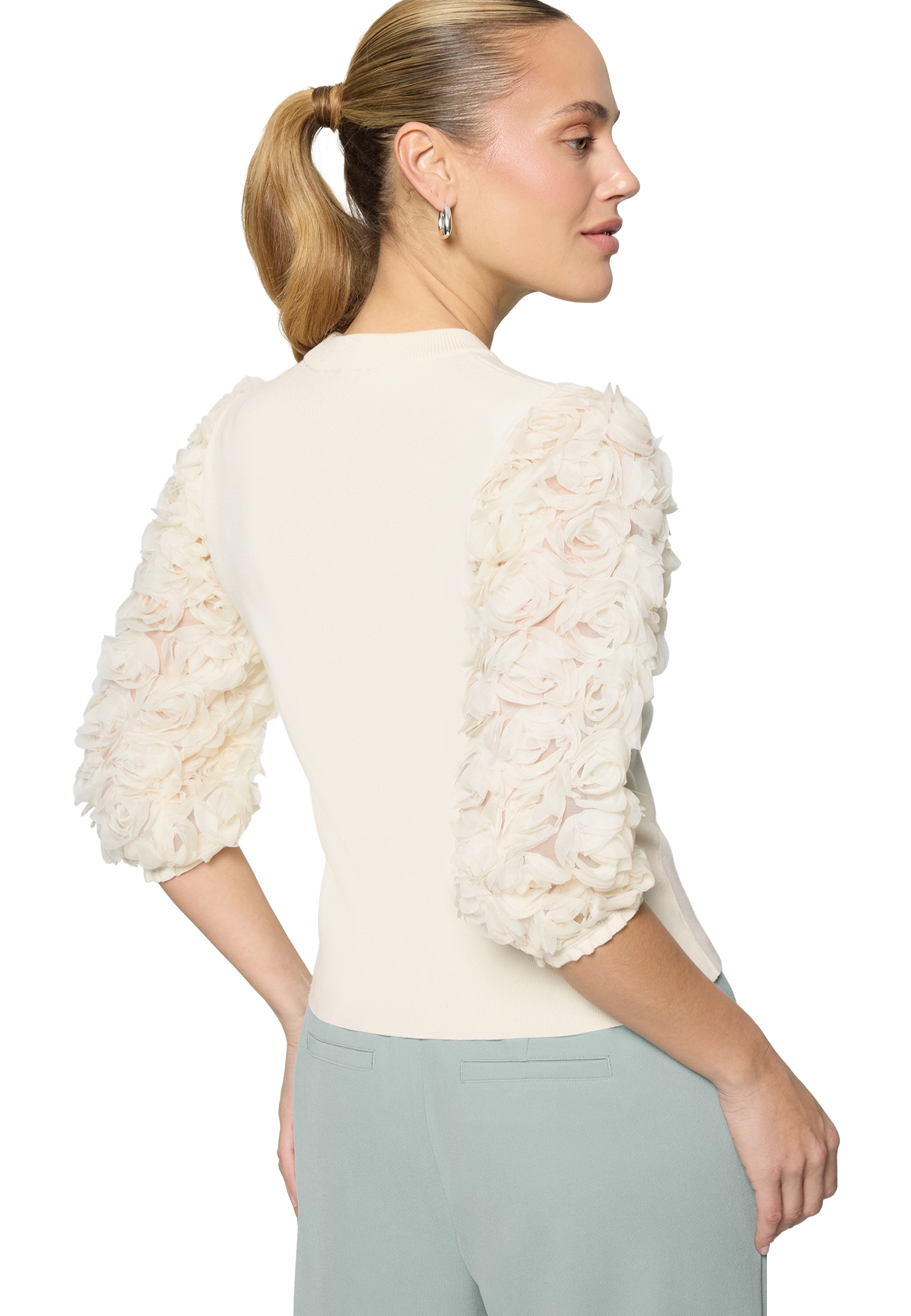 Zero Strickpullover »Damen mit 3D Blüten« 1 drapiert / gerafft