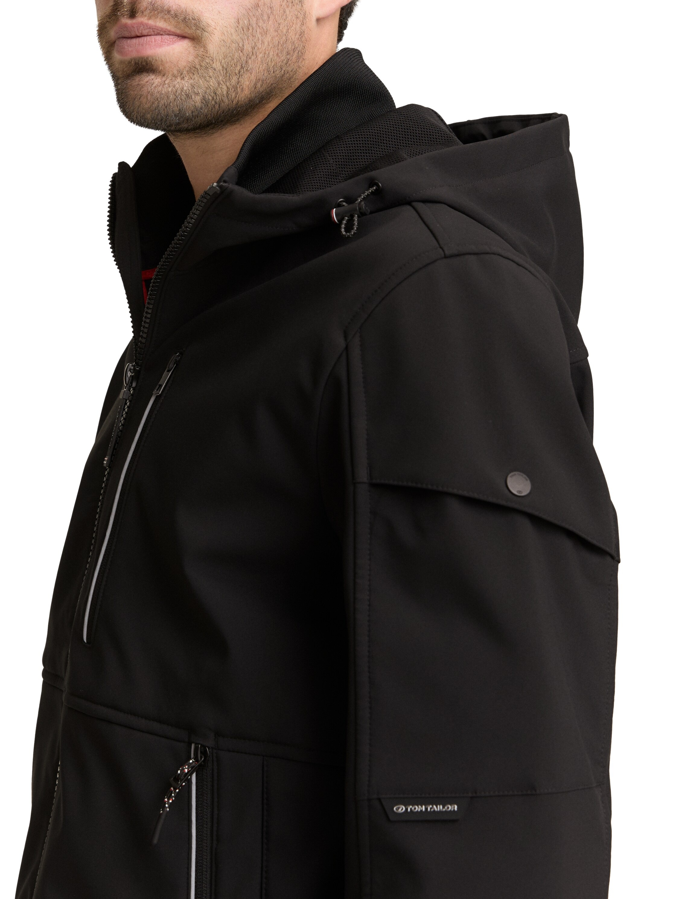 Softshelljacke TOM TAILOR, Herren, Gr. XL, schwarz, Web, Obermaterial: 100% Polyester. Futter: 100% Polyester, unifarben, regular fit normal, Jacken Softshelljacke, mit Taschen 2