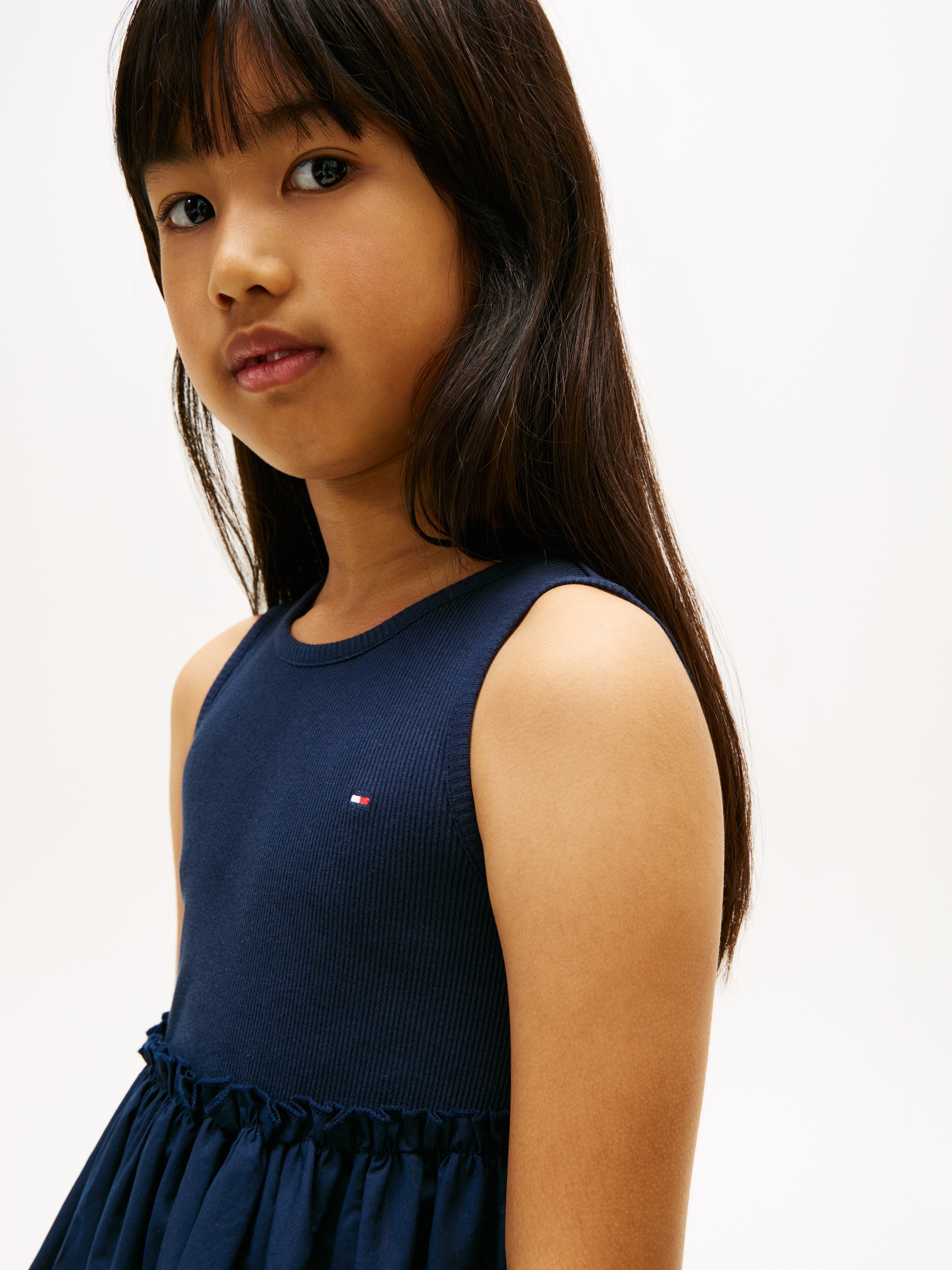 Tommy Hilfiger A-Linien-Kleid »BRODERIE ANGLAISE COMBI DRESS« Kinder bis 16 Jahre, knielang, mit Lochstickerei