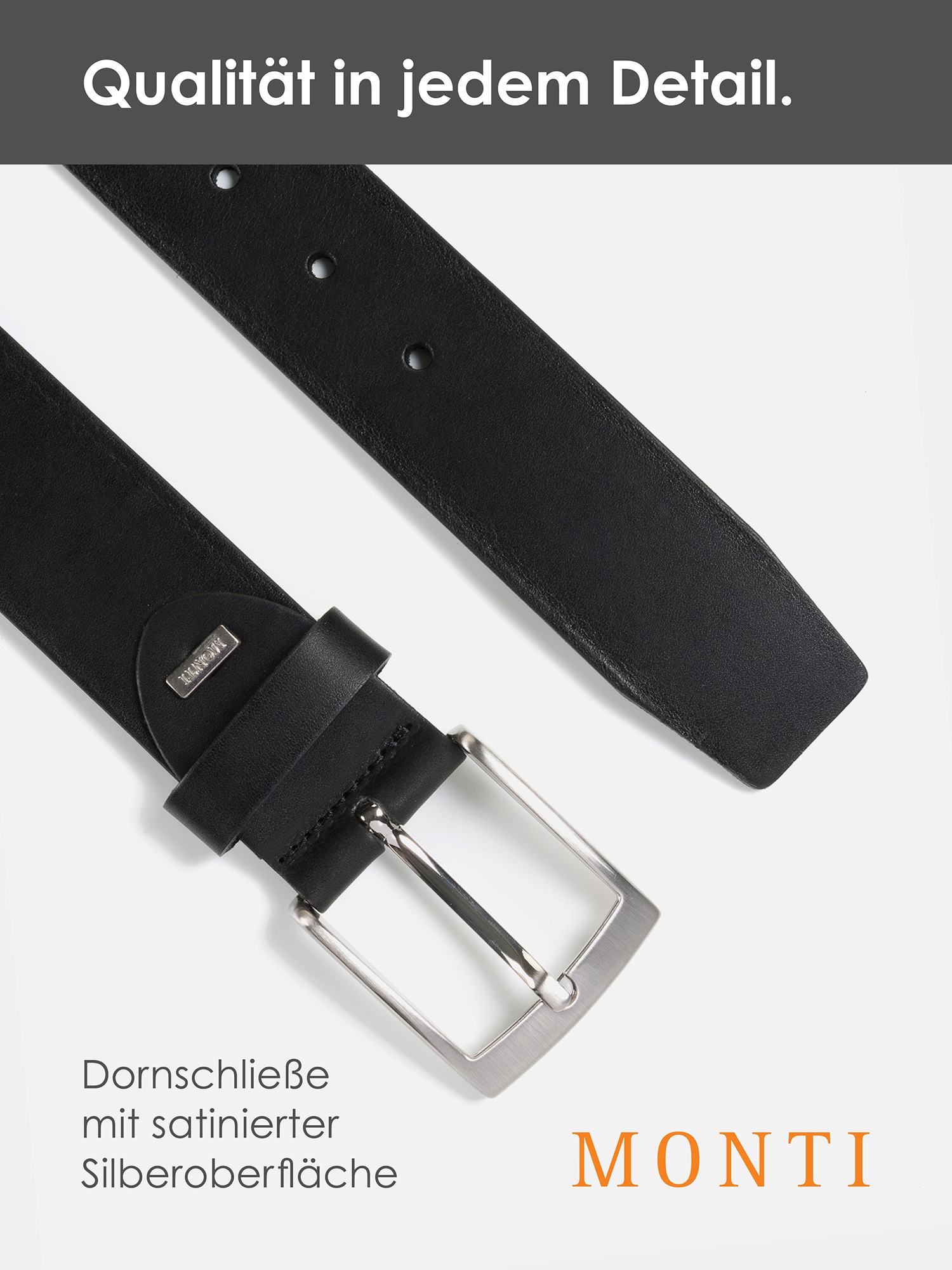 Thumbnail - MONTI Ledergürtel "TUSTON" elegant, langlebig, glänzend