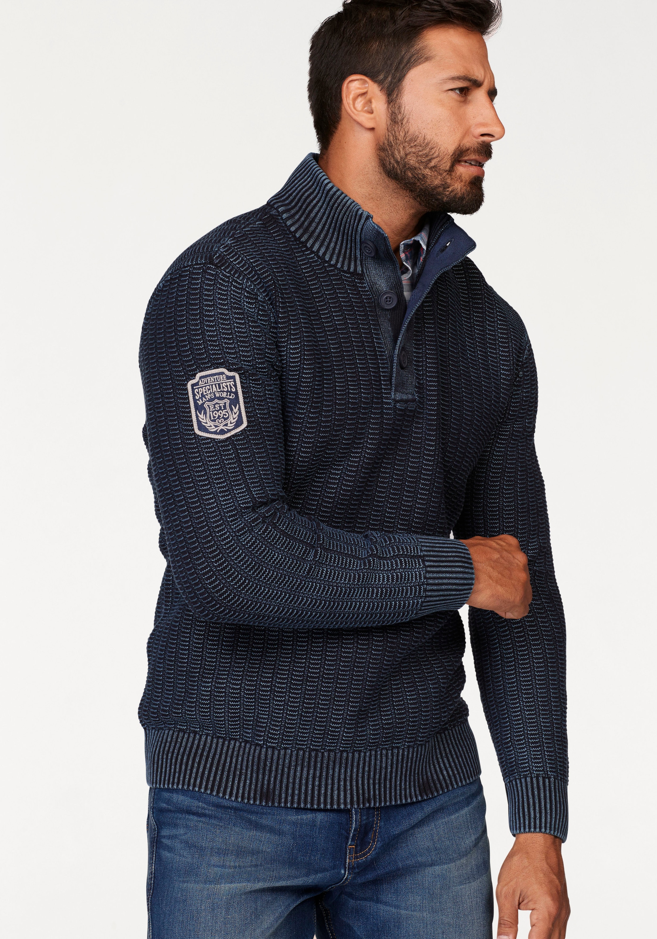 Mans World Troyer "Bis Größe 5 XL" mit Ärmelbadge günstig online kaufen