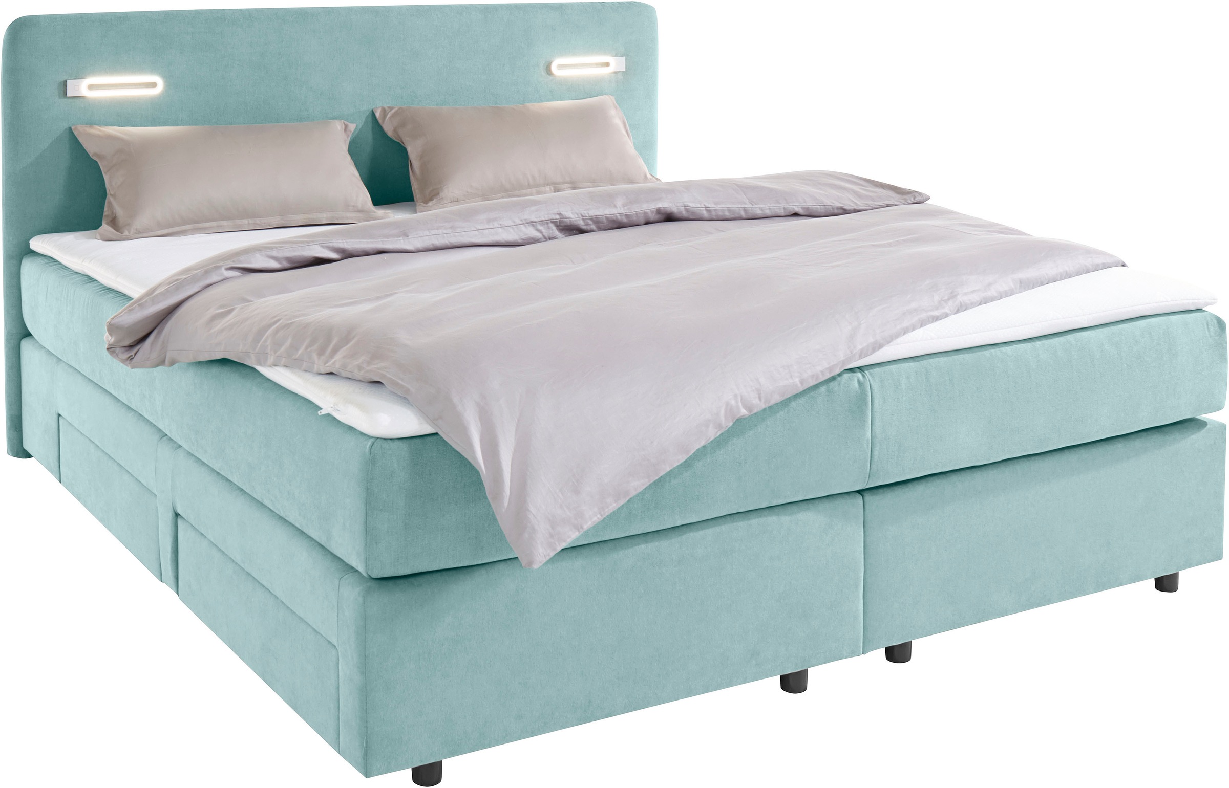 INOSIGN Boxbett »Luan«, Schubkästen, LED-Beleuchtung und Topper, in Breite 120 cm und 180 cm