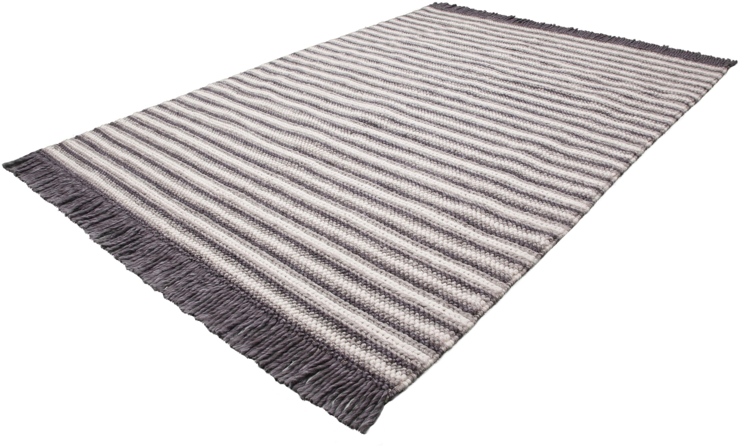calo-deluxe Teppich »Bature 400«, rechteckig, Wolle und Viskose mit Fransen, Wohnzimmer
