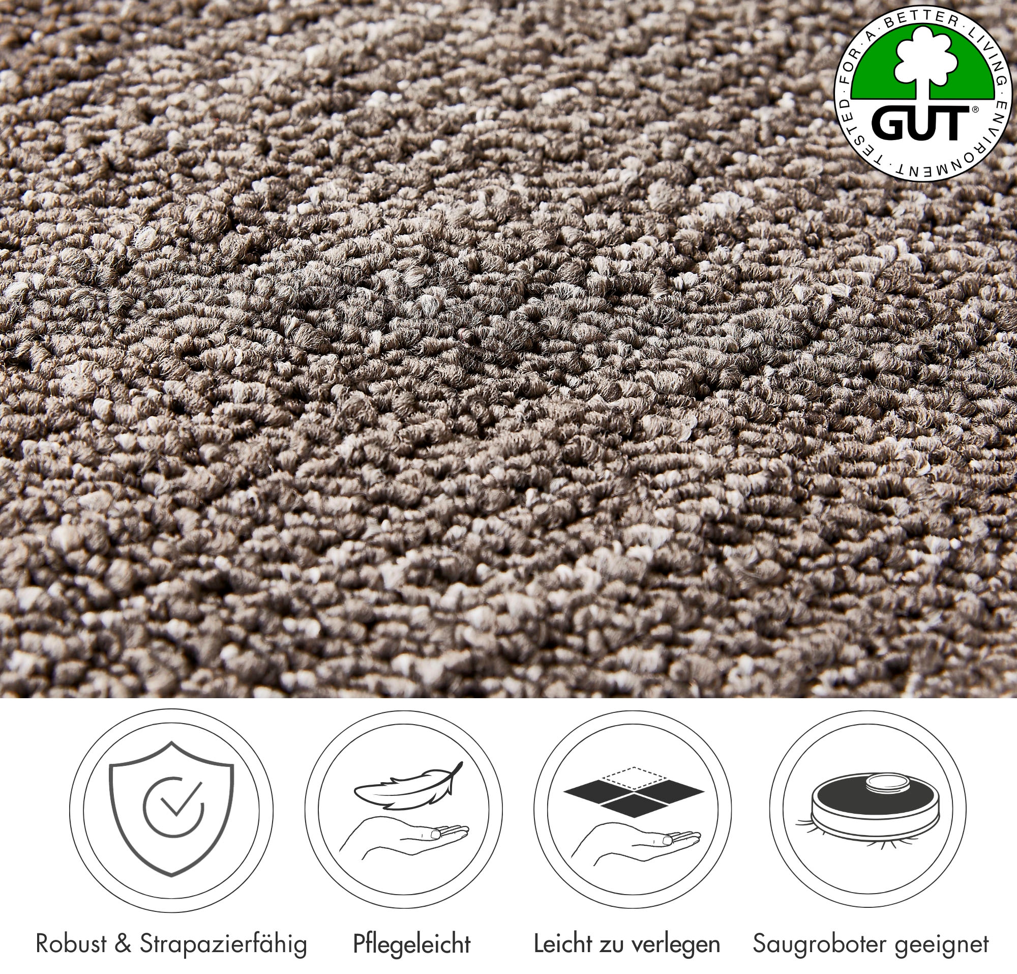 Andiamo Teppichboden »Joe, Schlinge, Made in Netherlands«, rechteckig, 6 mm Höhe, Breite 400 cm, meliert, Wohnzimmer, strapazierfähig & robust