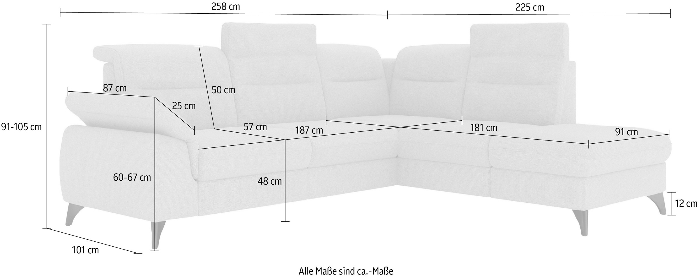 sit&more Ecksofa »Astoria L-Form«, wahlweise mit motorischer Relaxfunktion
