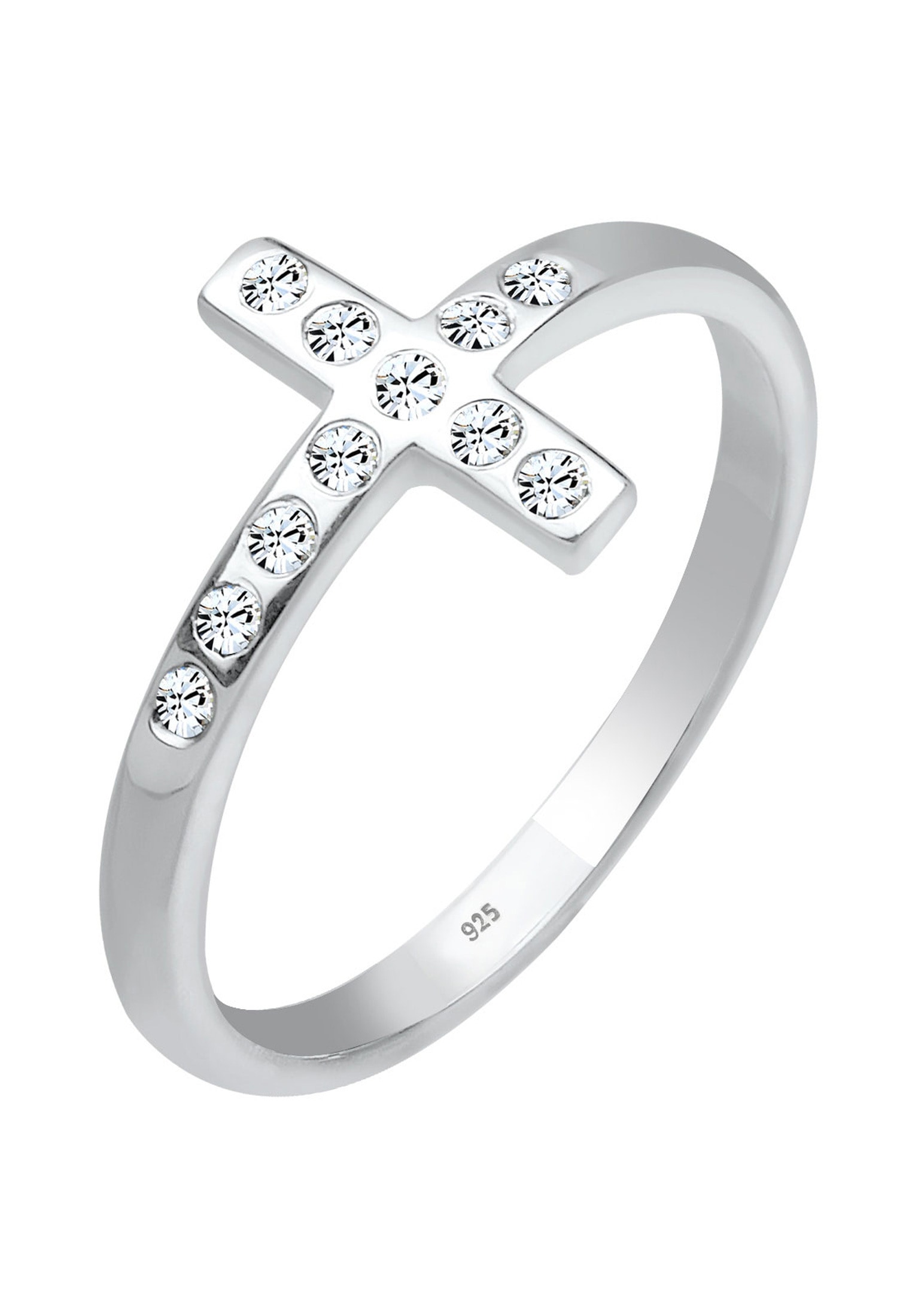 Elli Fingerring »Blogger Kreuz Kristalle 925 Silber«