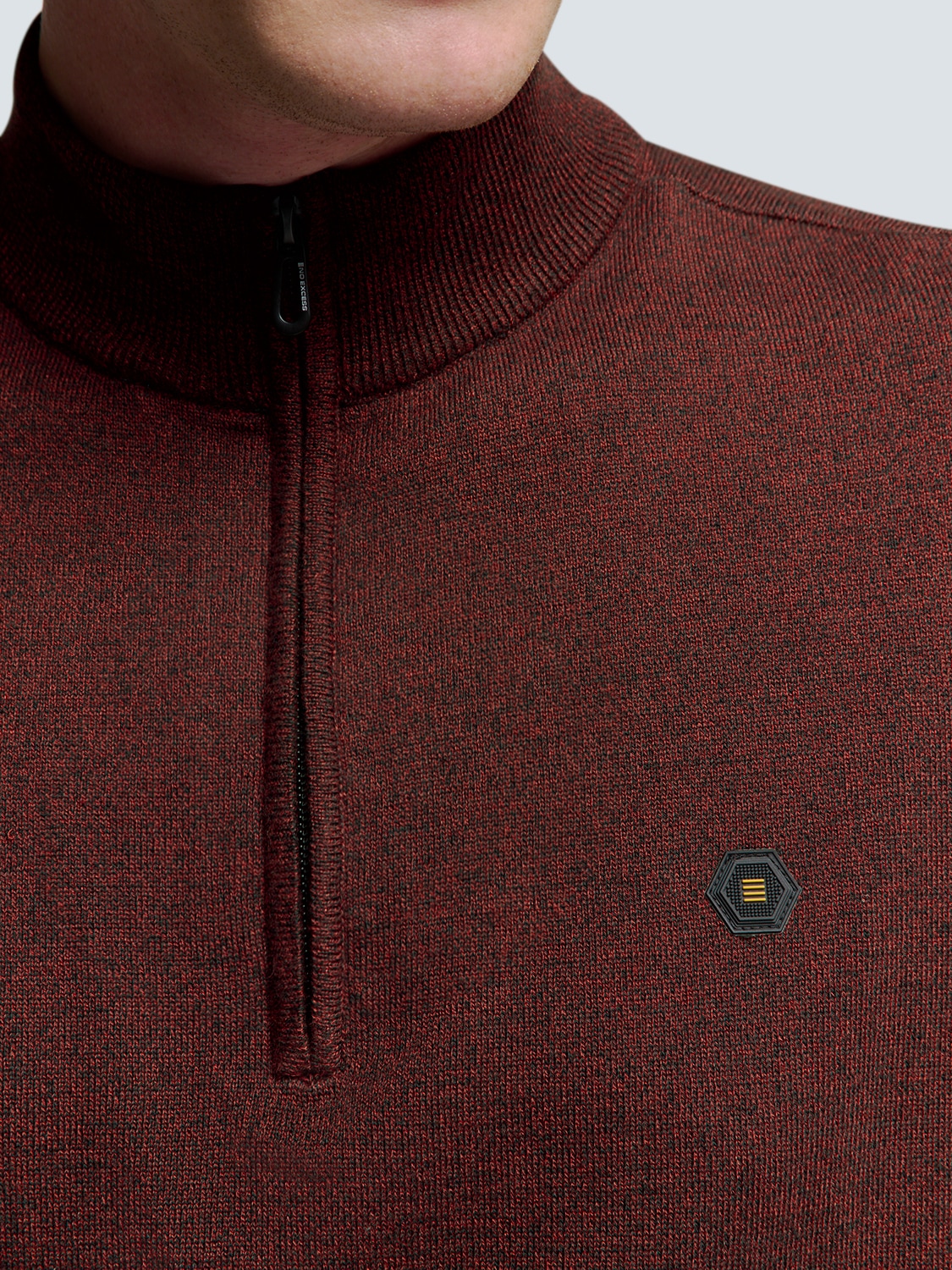 NO EXCESS Rundhalspullover »No Excess Pullover mit halbem Reißverschluss«
