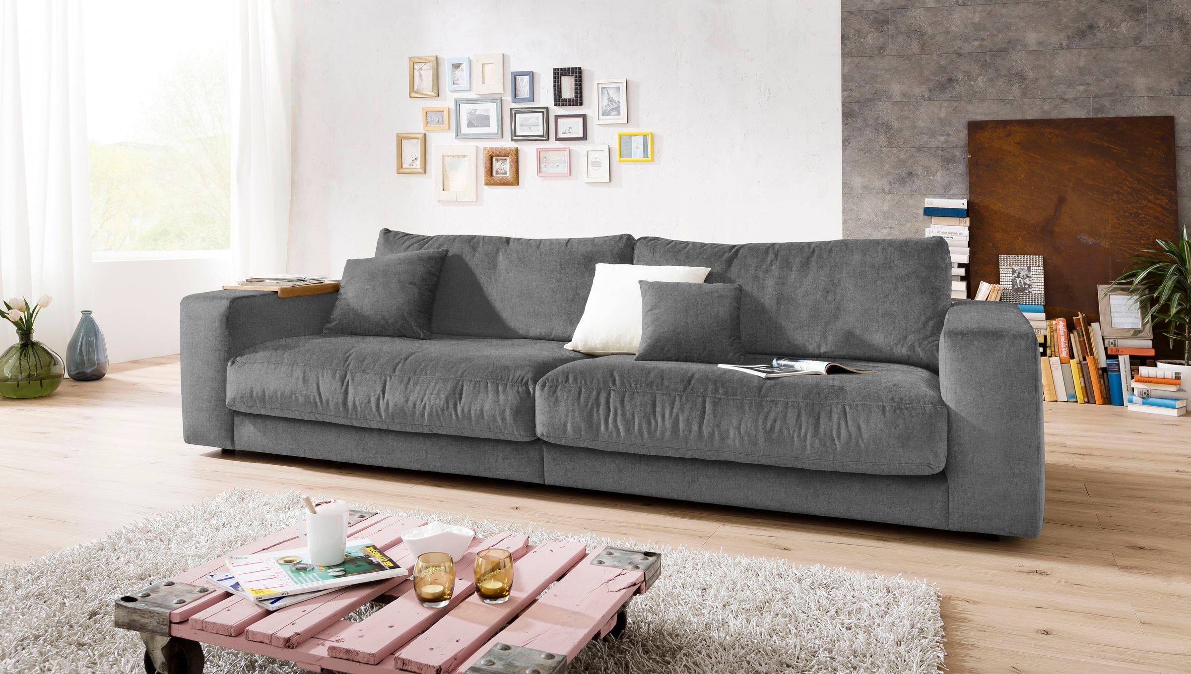 3C Candy Big-Sofa "Enisa II" incl. 1 Flatterkissen, Wahlweise mit Flecken-Schutz-Bezug Easy care