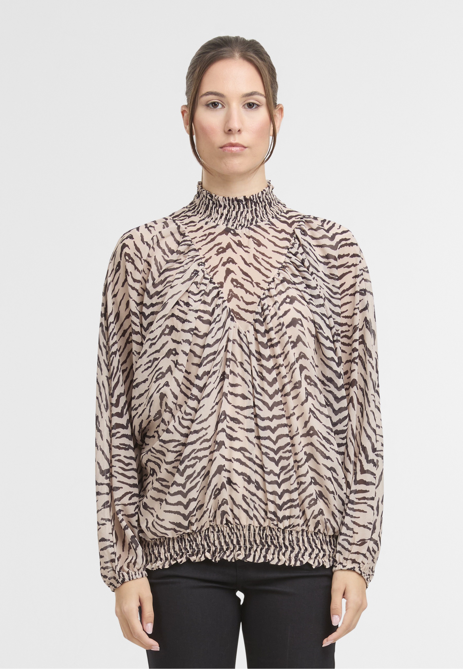 CLOUD 5IVE Klassische Bluse »CLOUD 5IVE Cloud5ive Smocked Chiffon Blouse AOP Zebra«