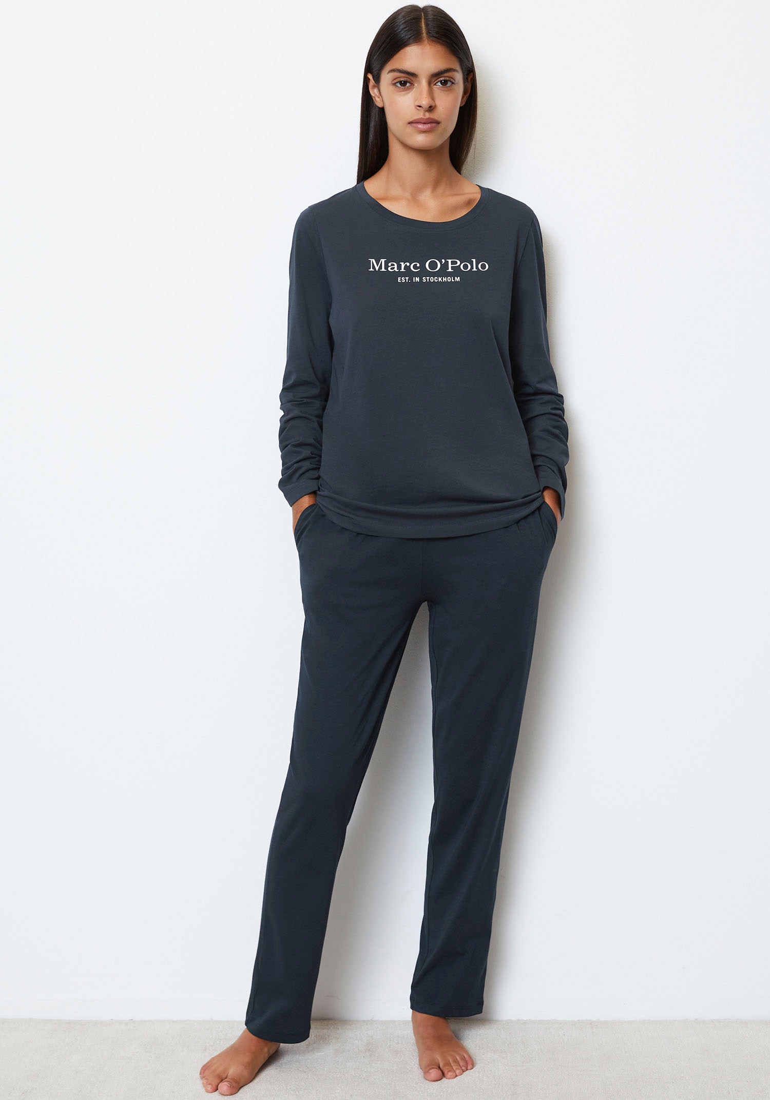 Marc OPolo Pyjamaoberteil "Mix & Match Cotton", mit Brustprint in Kontrastf günstig online kaufen