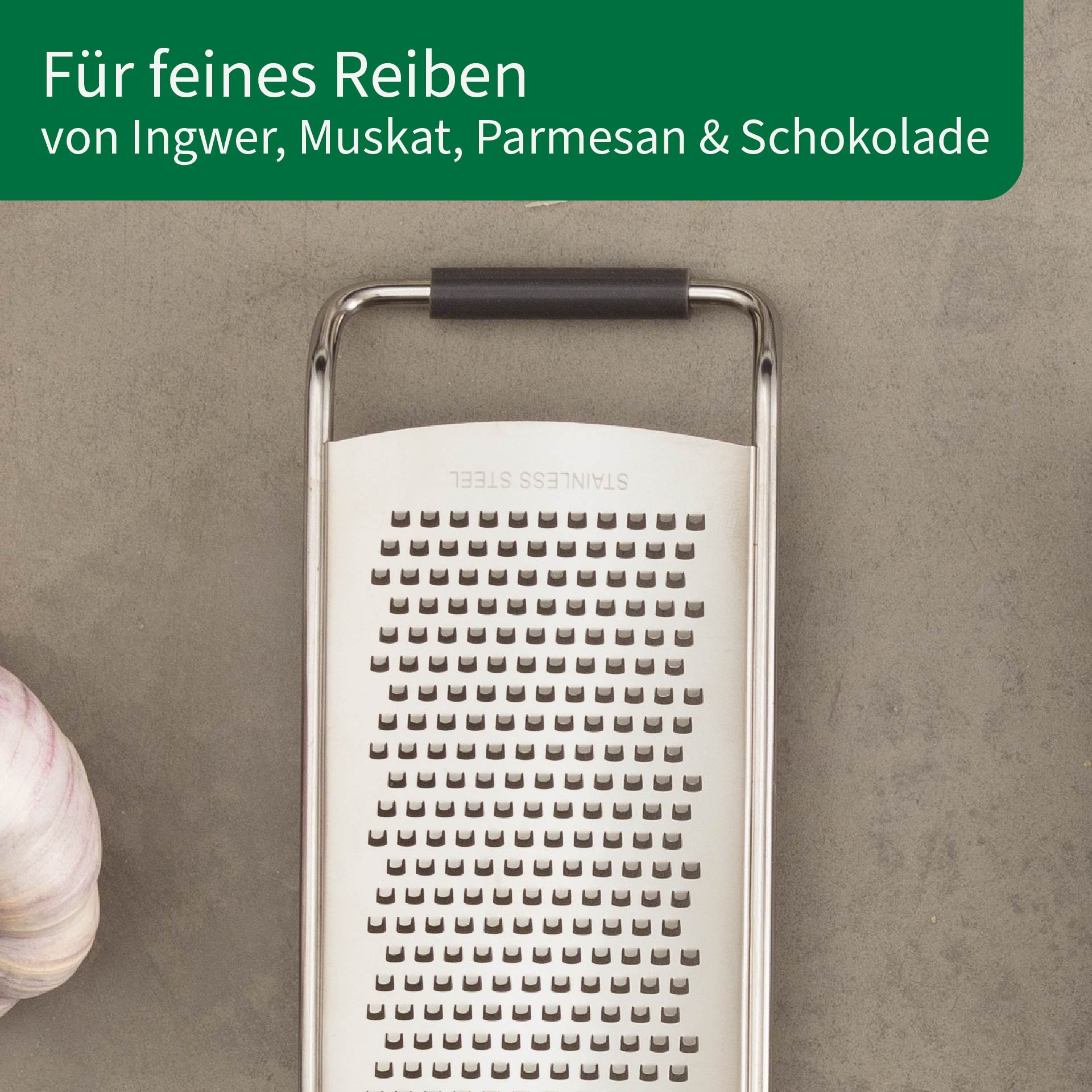 Chefkoch trifft Fackelmann Küchenreibe »München, aus Edelstahl, Reibe fein – hochwertige Ausführung«