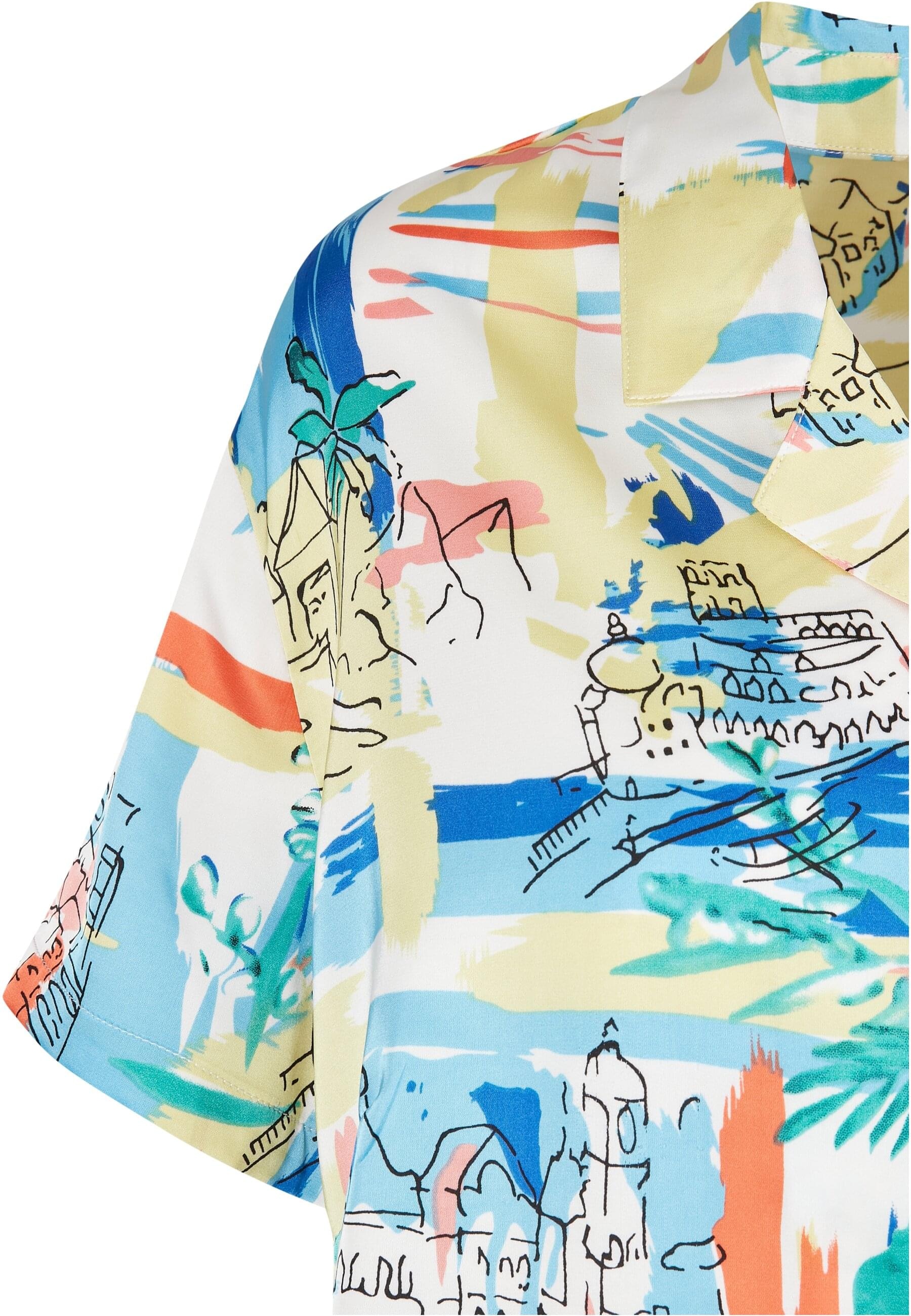 URBAN CLASSICS Klassische Bluse »Urban Classics Damen Ladies AOP Satin Resort Shirt«