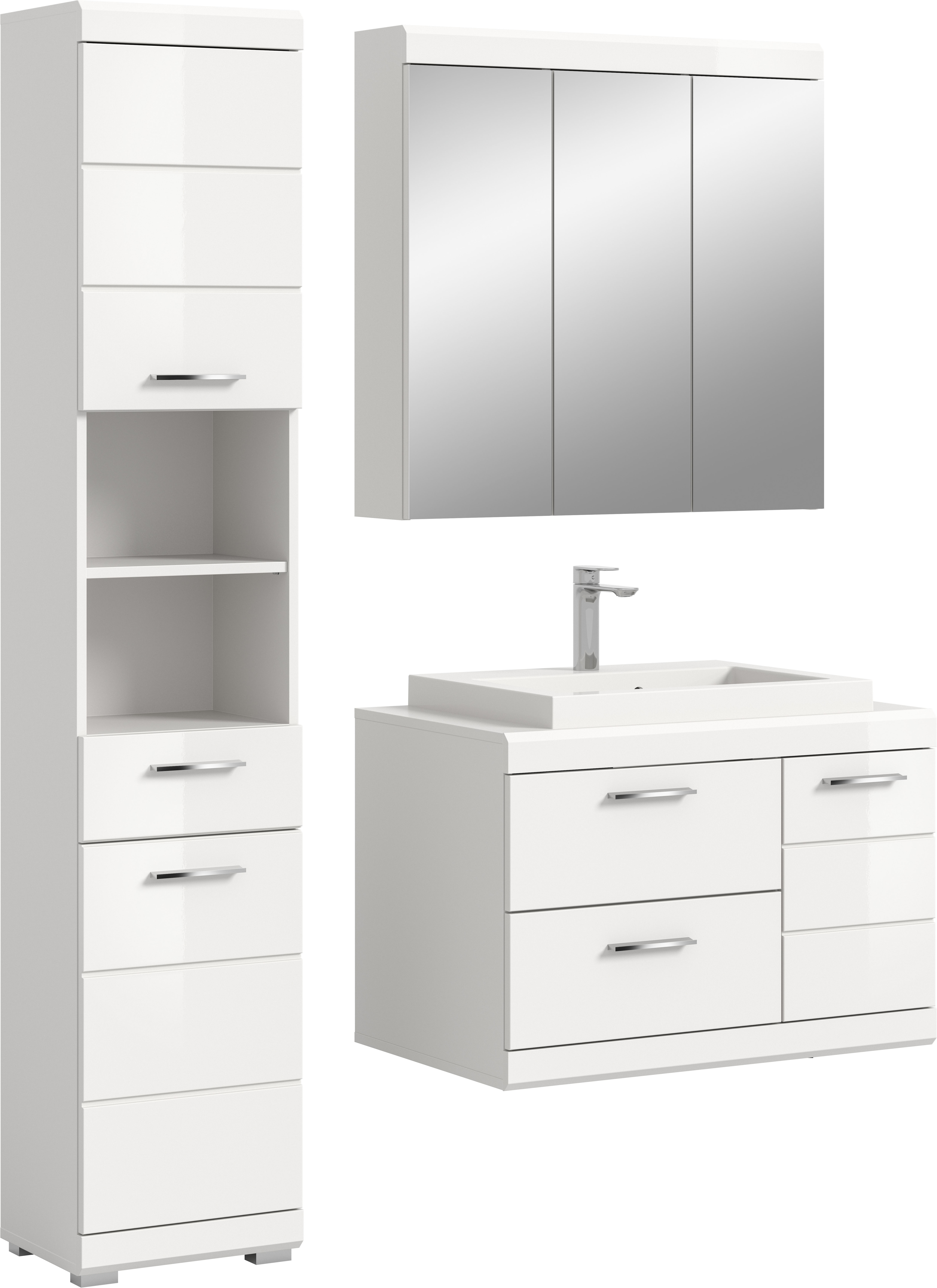 welltime 1100000002199 "SIENA, 3-tlg., Waschtisch inkl. WB, Spiegelschrank & Hochschrank"