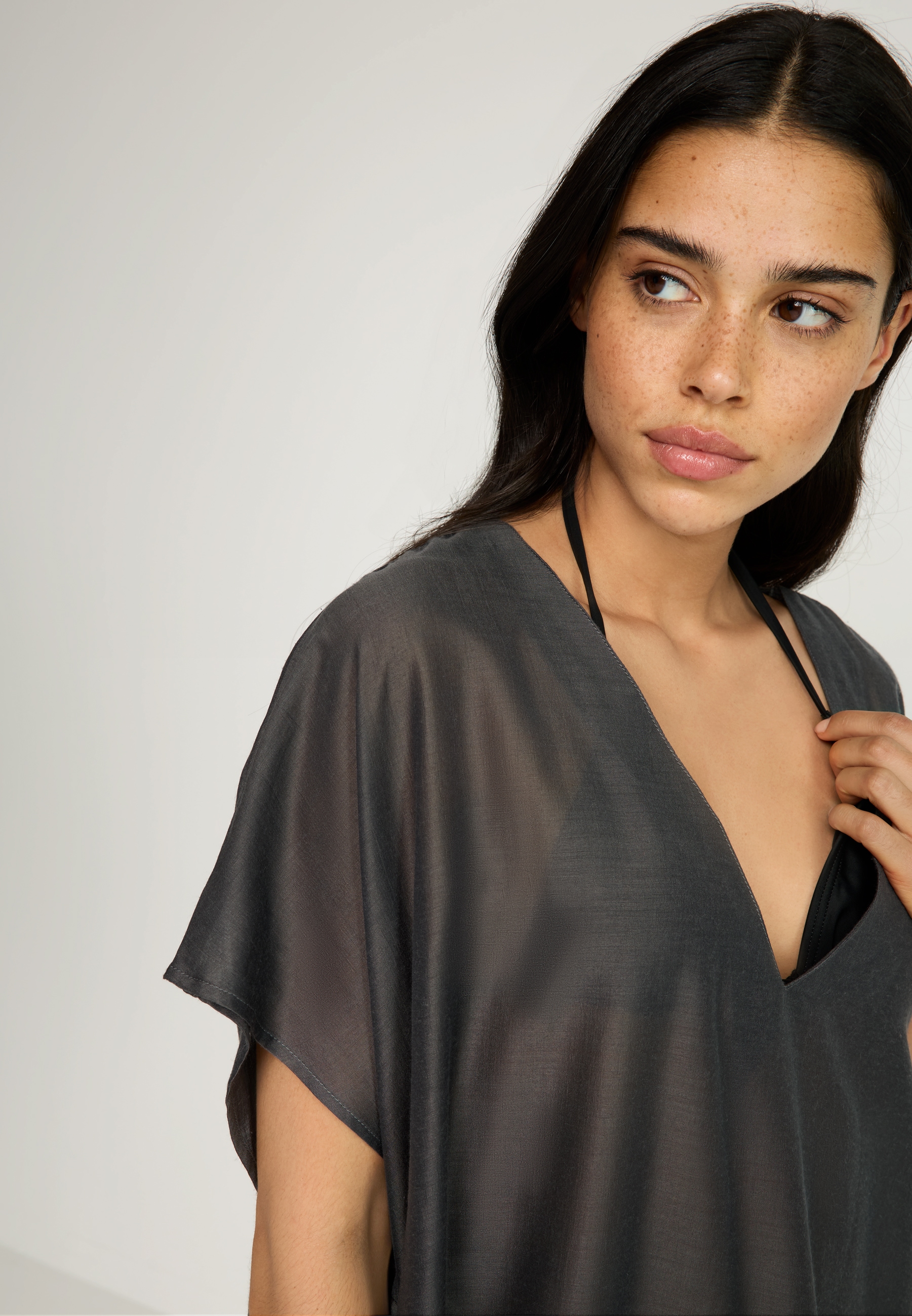 LSCN by LASCANA Chiffontunika seitlich zum Knoten, transparente Strandtunika