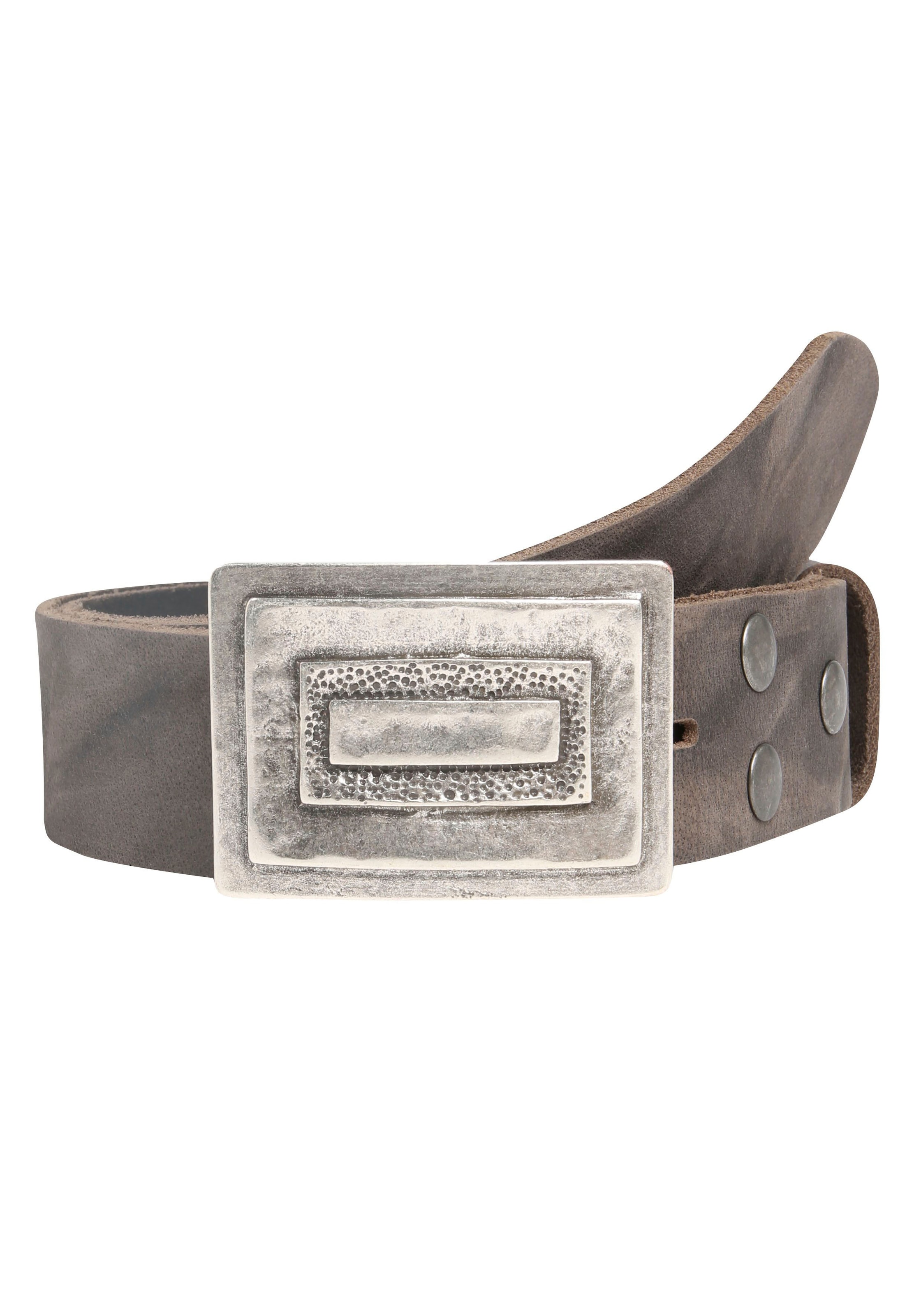 Rettungsring Gürtel Ledergürtel mit eckiger Koppelschließe in grafischer Vi günstig online kaufen