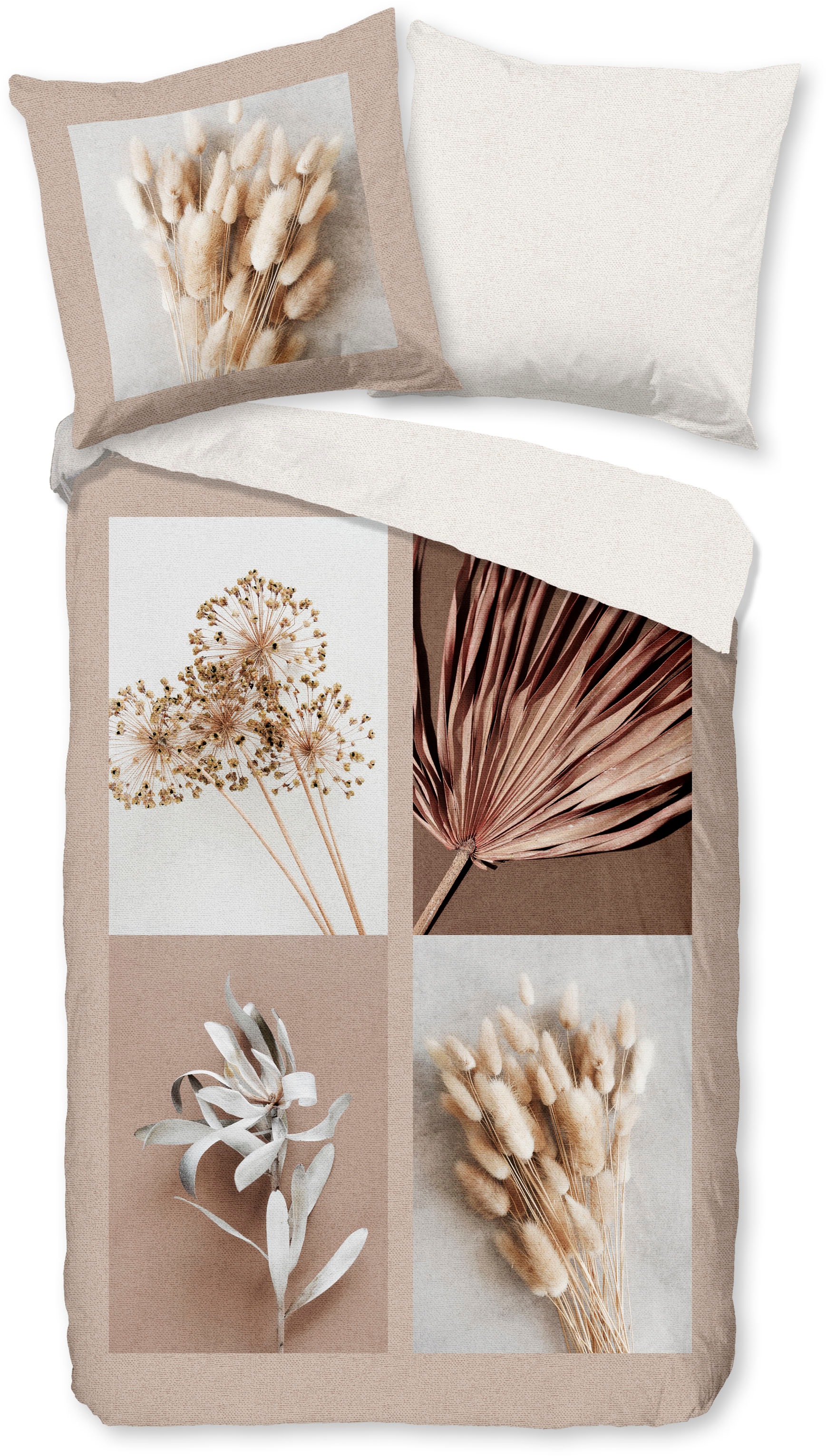 good morning Wendebettwäsche »Kami«, 100% Baumwolle, Renforcé, 135x200, Reißverschluss, Wendeoptik, Sand