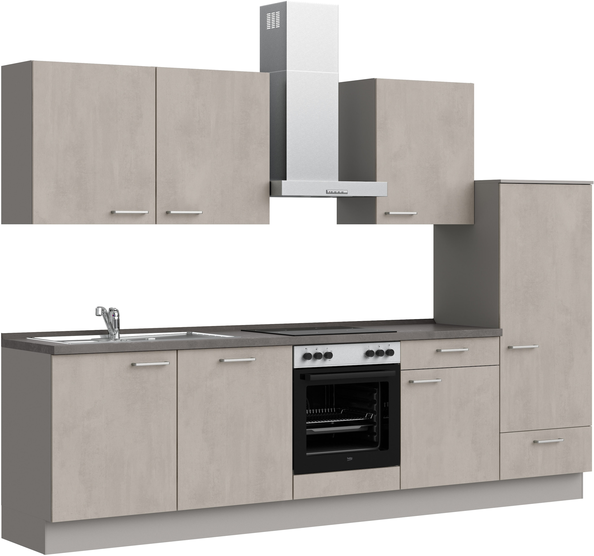 nobilia® Küchenzeile »"Riva I"« vormontiert, Ausrichtung wählbar, Breite 300 cm, wahlw. mit E-Geräten