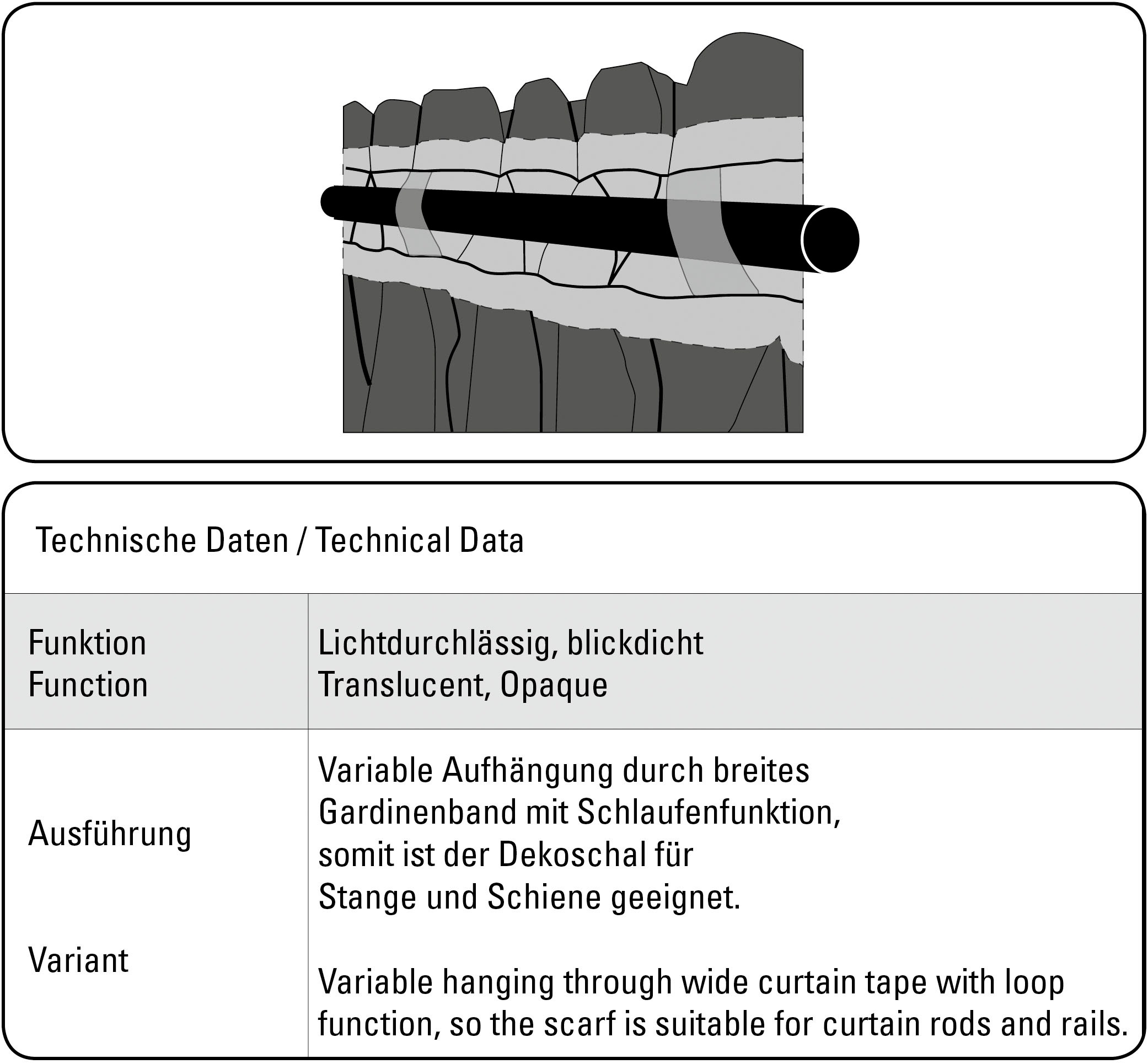 Gardine »Schal Blockstreifen«, (1 St.), mit Gardinenband und verdeckten Schlaufen