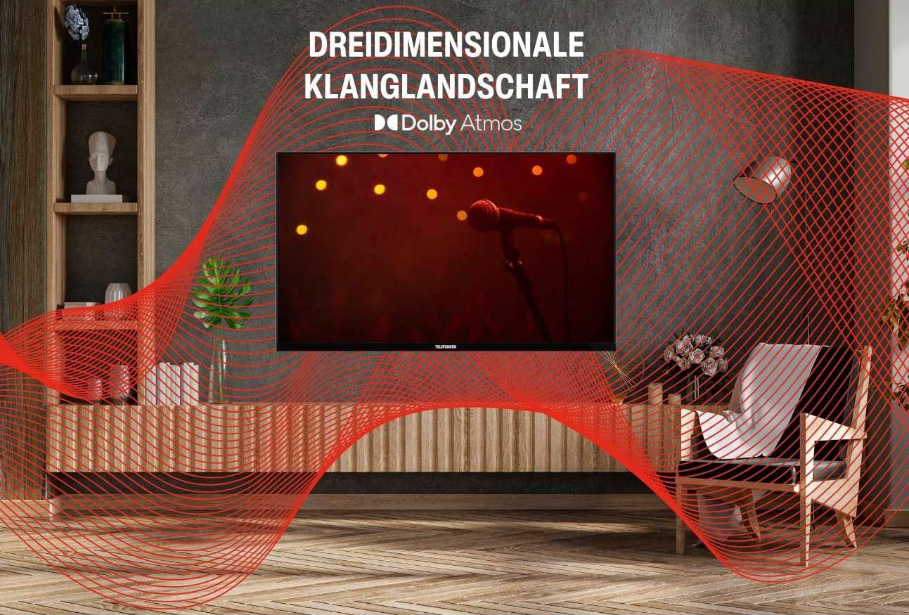 Telefunken LED-Fernseher, 164 cm/65 Zoll, 4K Ultra HD, Smart-TV, Dolby Atmos,USB-Recording,Google Assistent,Android-TV