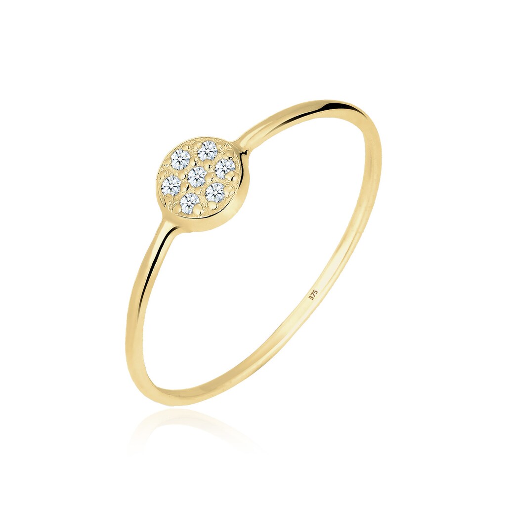 Elli DIAMONDS Verlobungsring »Kreis Scheibe Diamant 0.035 ct. 375 Gelbgold«