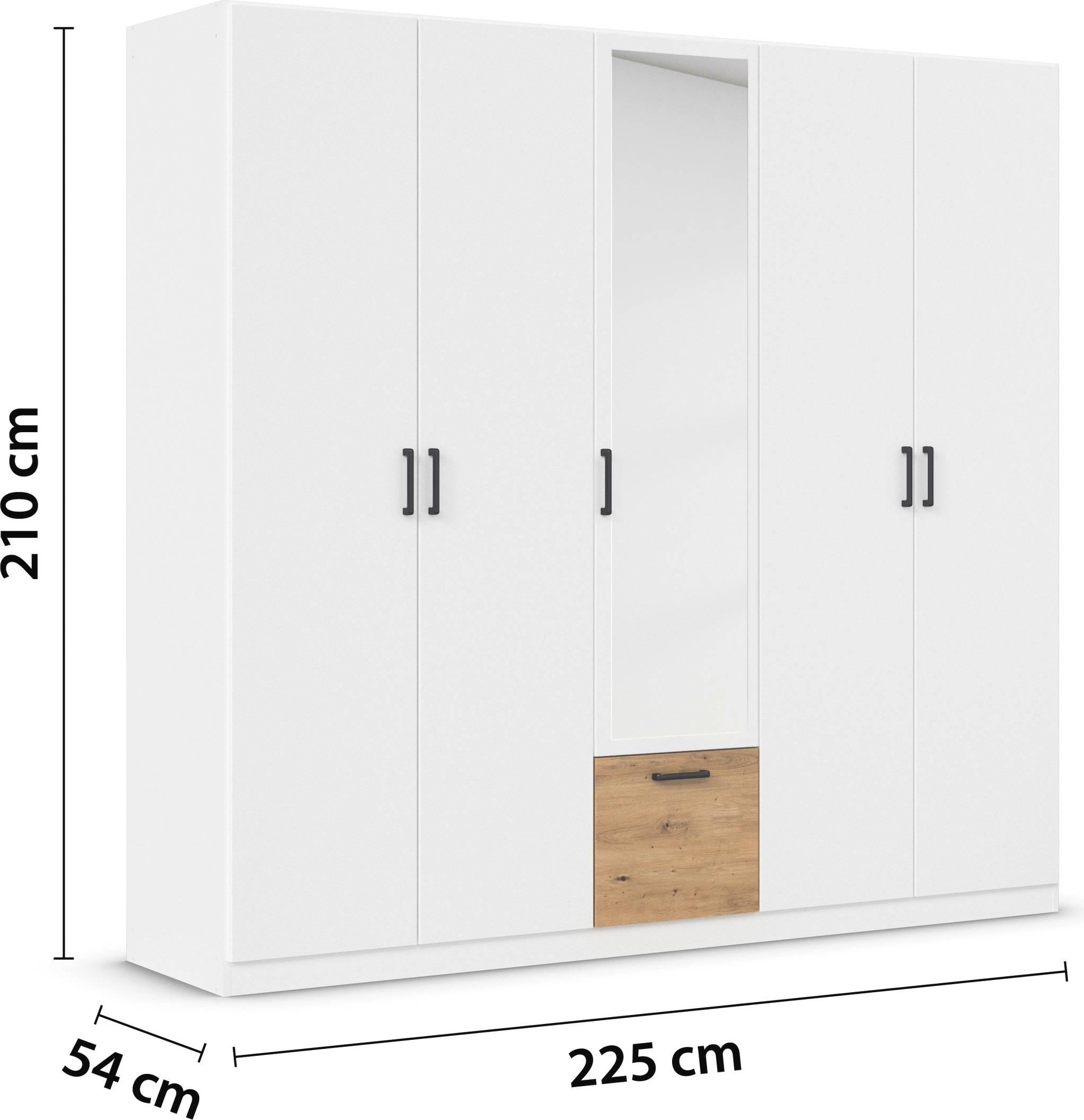 rauch Drehtürenschrank »Kleiderschrank Schrank Garderobe Wäscheschrank BARI mit Spiegel«, mit Schubasten mittig, moderner Griff in Graumetallic MADE IN GERMANY
