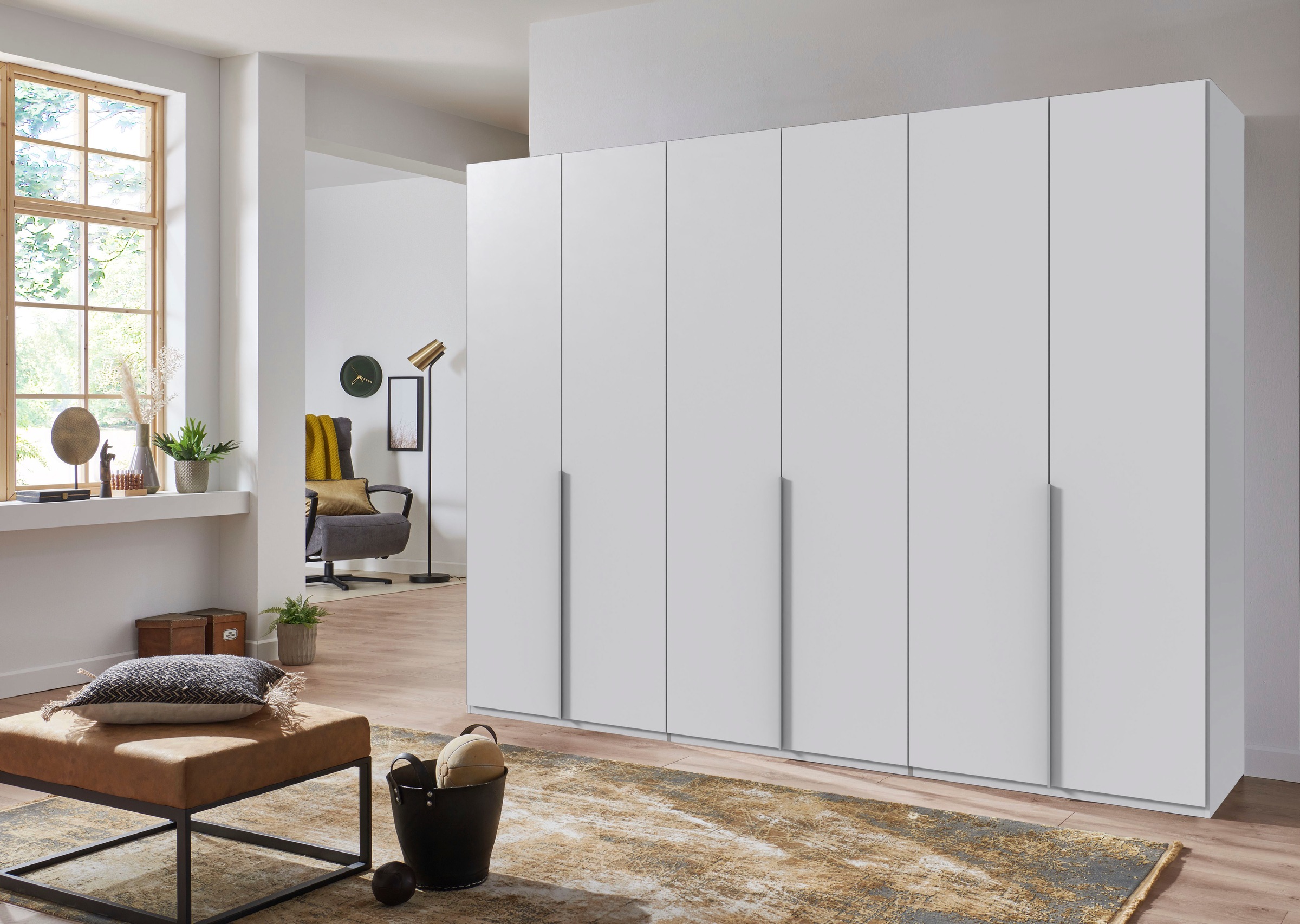 Wimex Kleiderschrank »Mugano, in 5 Breiten und 2 Höhen, Made in Germany«, (in Basic oder Premium Ausstattung mit 2 weiteren Einlegeböden), mit langen Griffstangen aus Metall, wahlweise mit oder ohne Spiegel