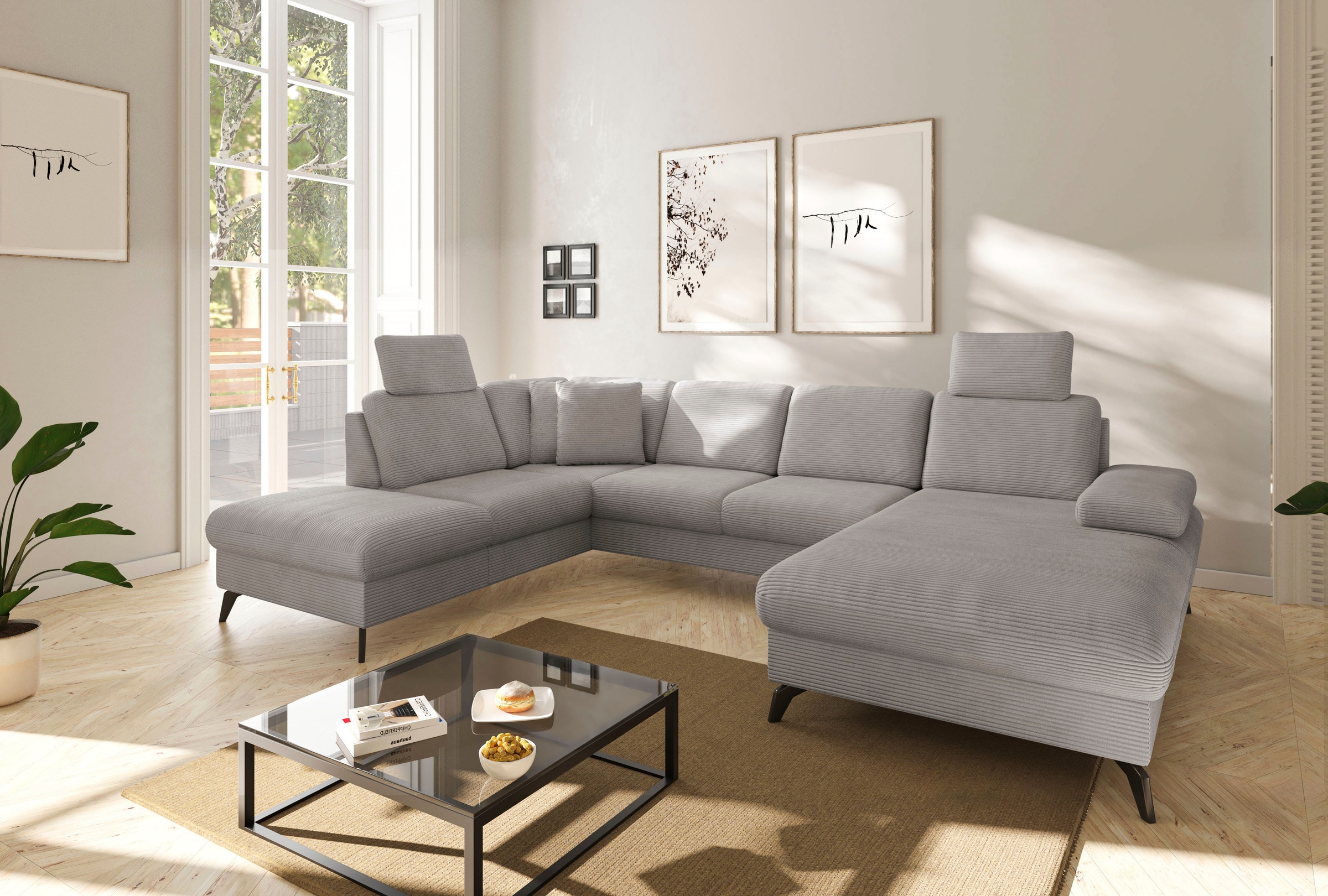 sit&more Wohnlandschaft »Morris Jubi U-Form«, inkl. Armteilfunktion und 1 Zierkissen, wahlweise mit Bettfunktion