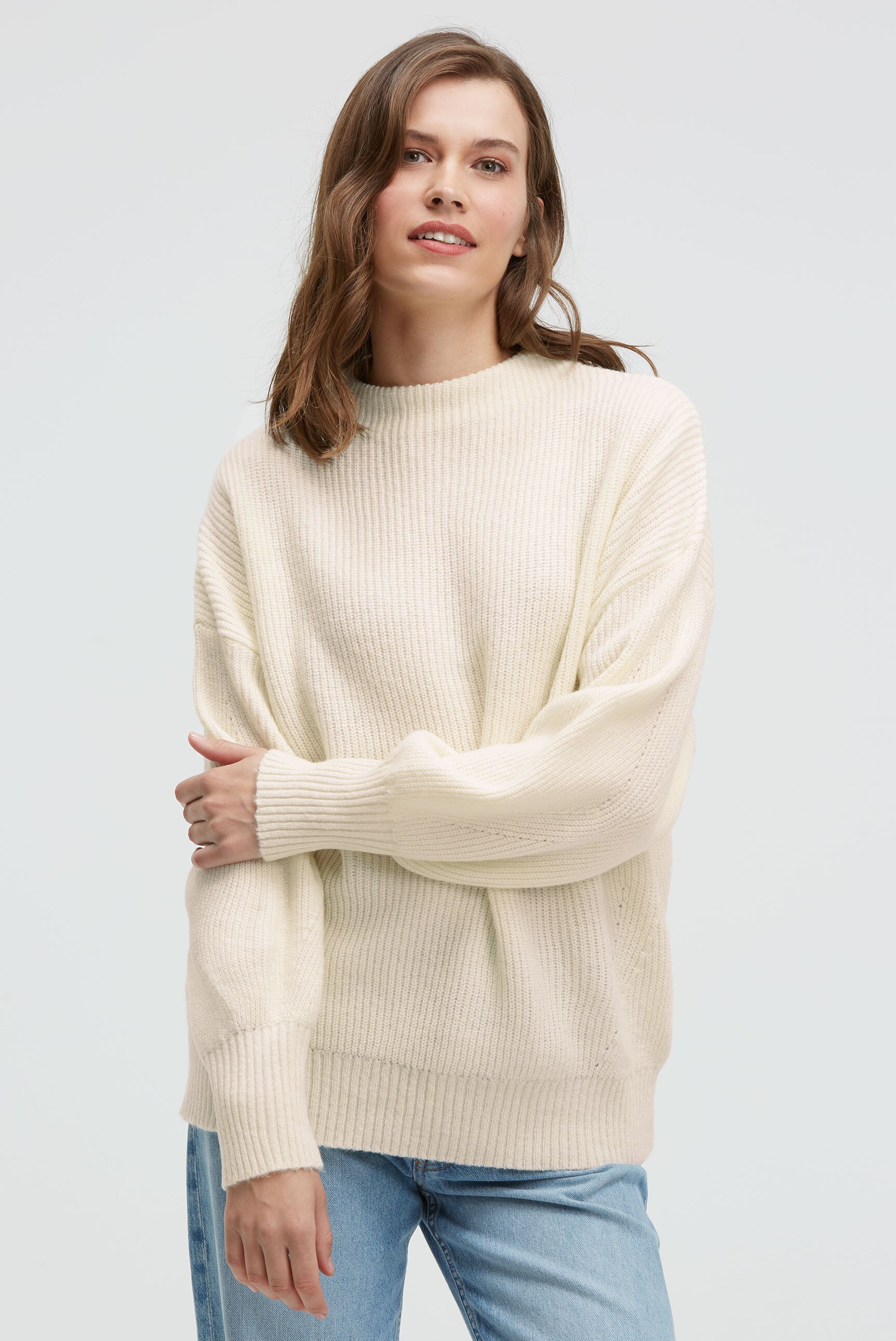 SENSES.THE LABEL Rundhalspullover im Rippstrickmuster