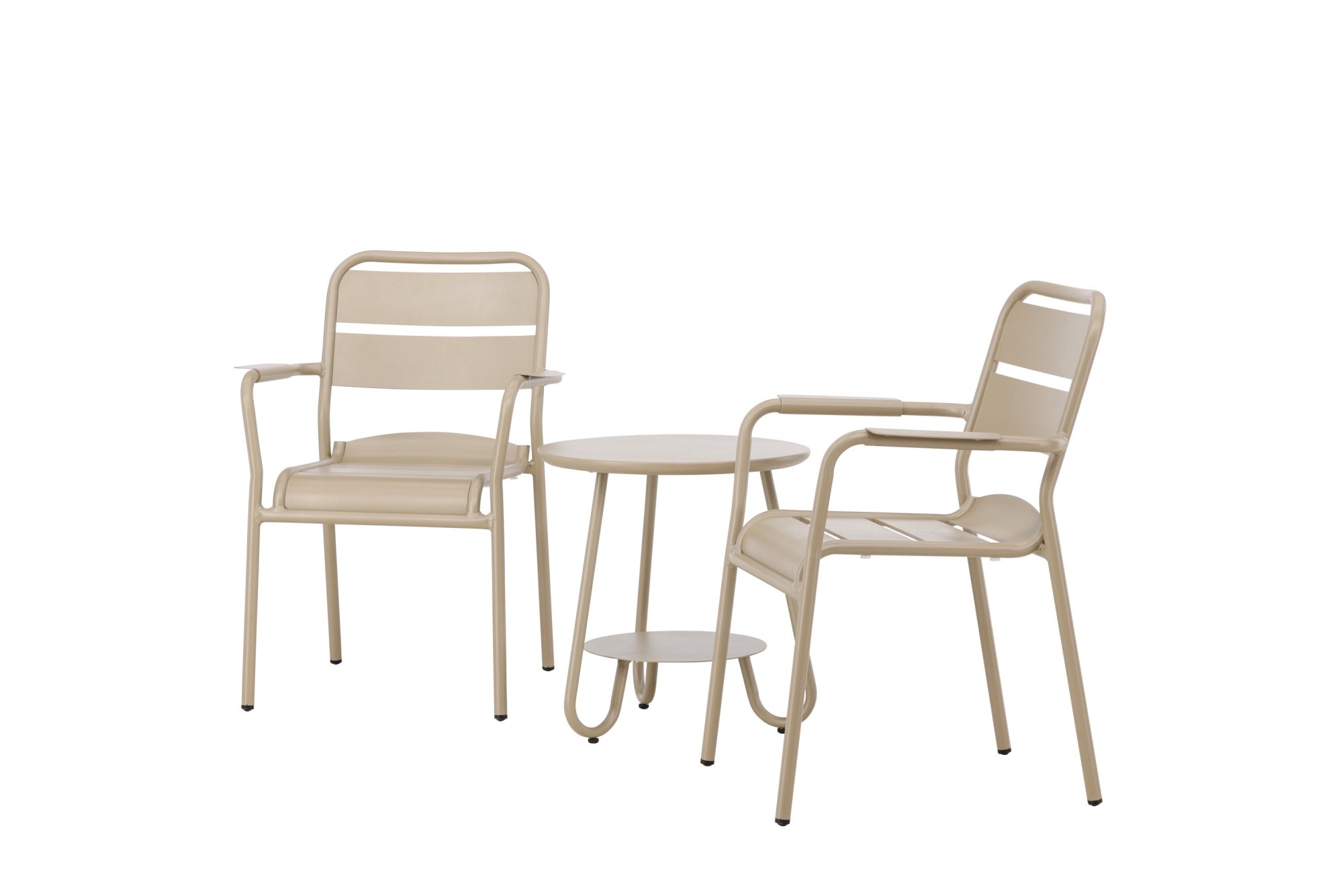 Venture Home Balkonset »Faro, kompaktes Café-Set für 2 Personen Ø 50 cm, Aluminium« Balkonset, beige, rund, Aluminium leicht, platzsparend, modern
