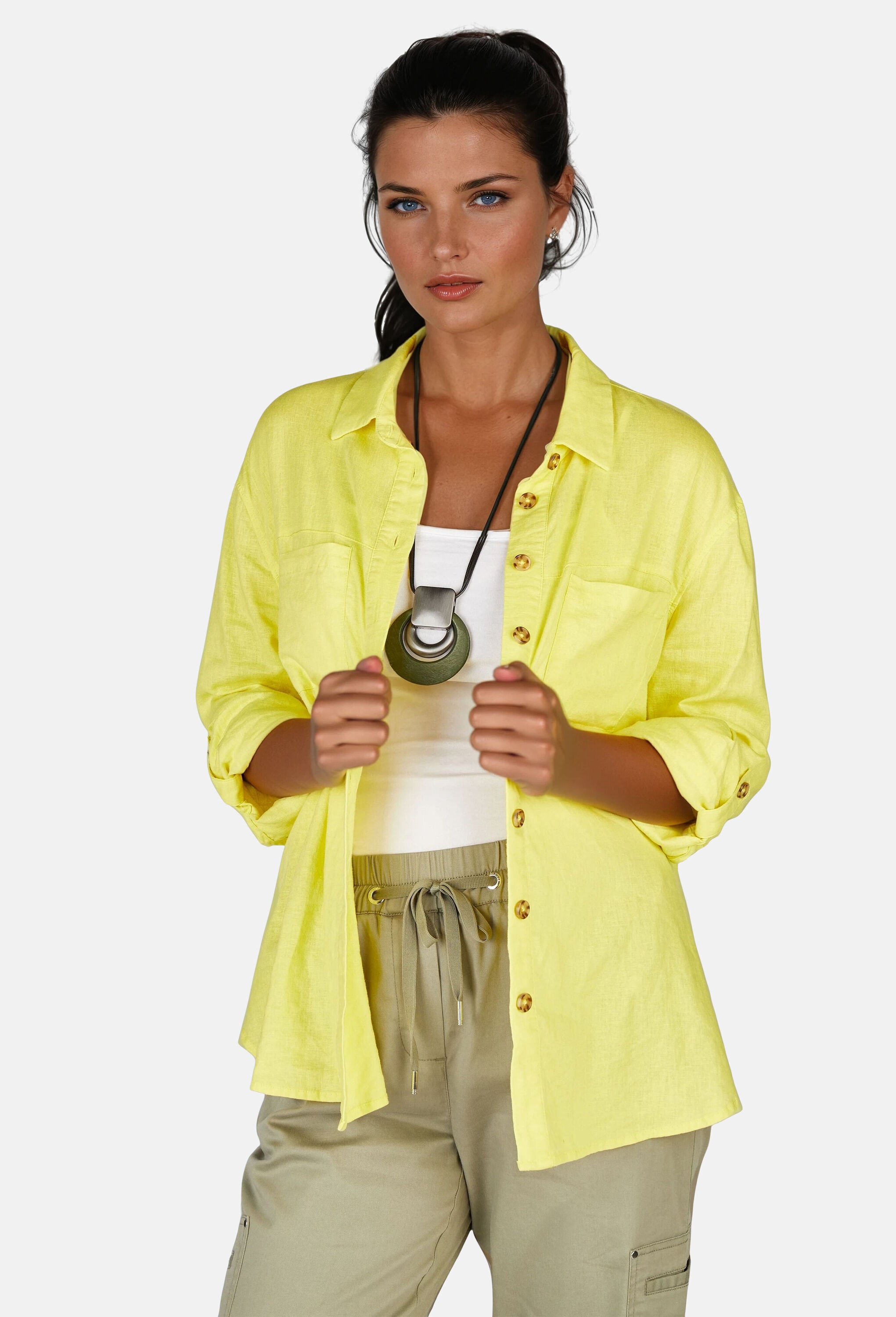 NAVIGAZIONE Klassische Bluse »NAVIGAZIONE Leinenbluse« hochwertige Verarbeitung