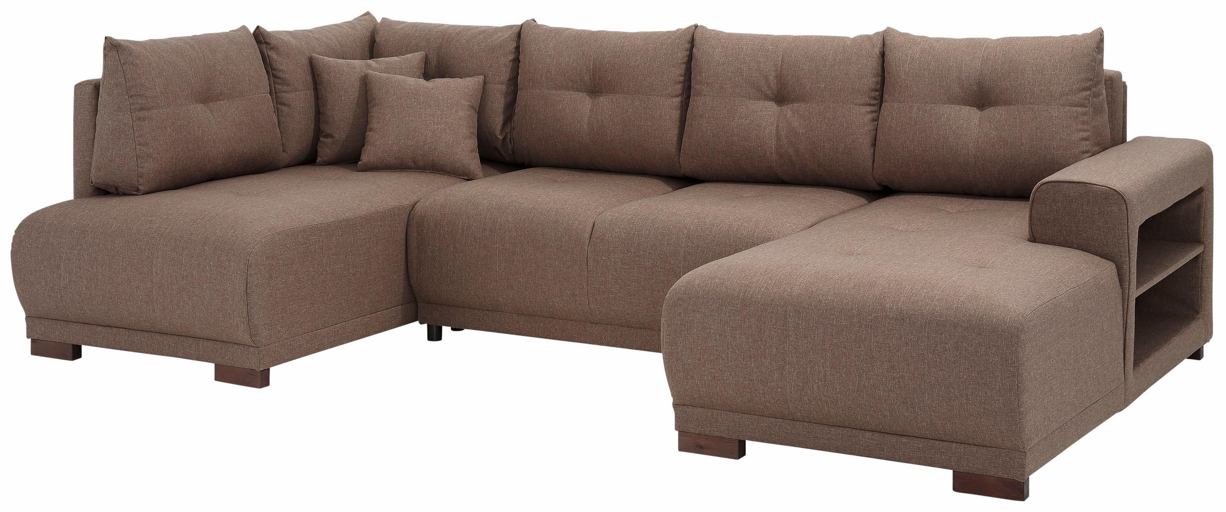 Home affaire Wohnlandschaft »Viborg U-Form«, mit Regal in der Armlehne, wahlweise mit Bettfunktion